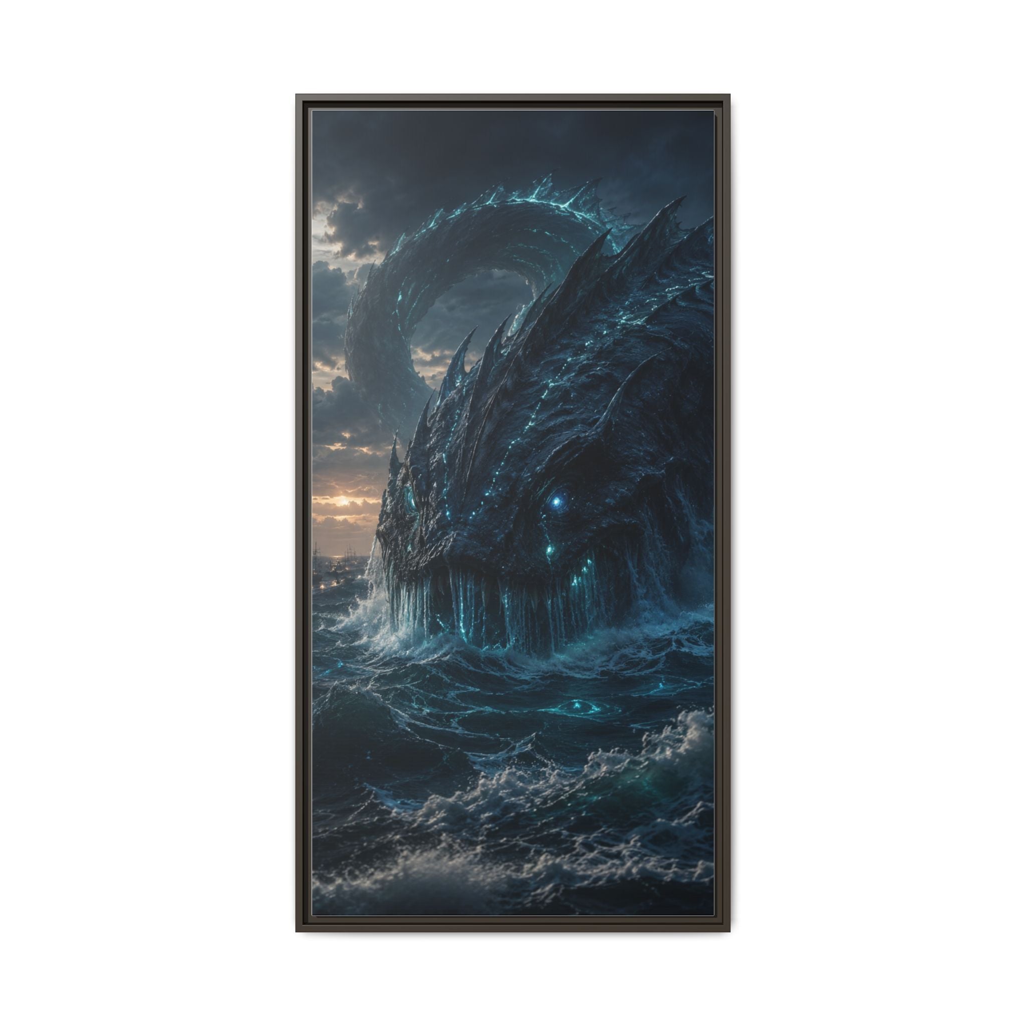 Framed Matte Canvas - Mythic Sea Leviathan Wall Art