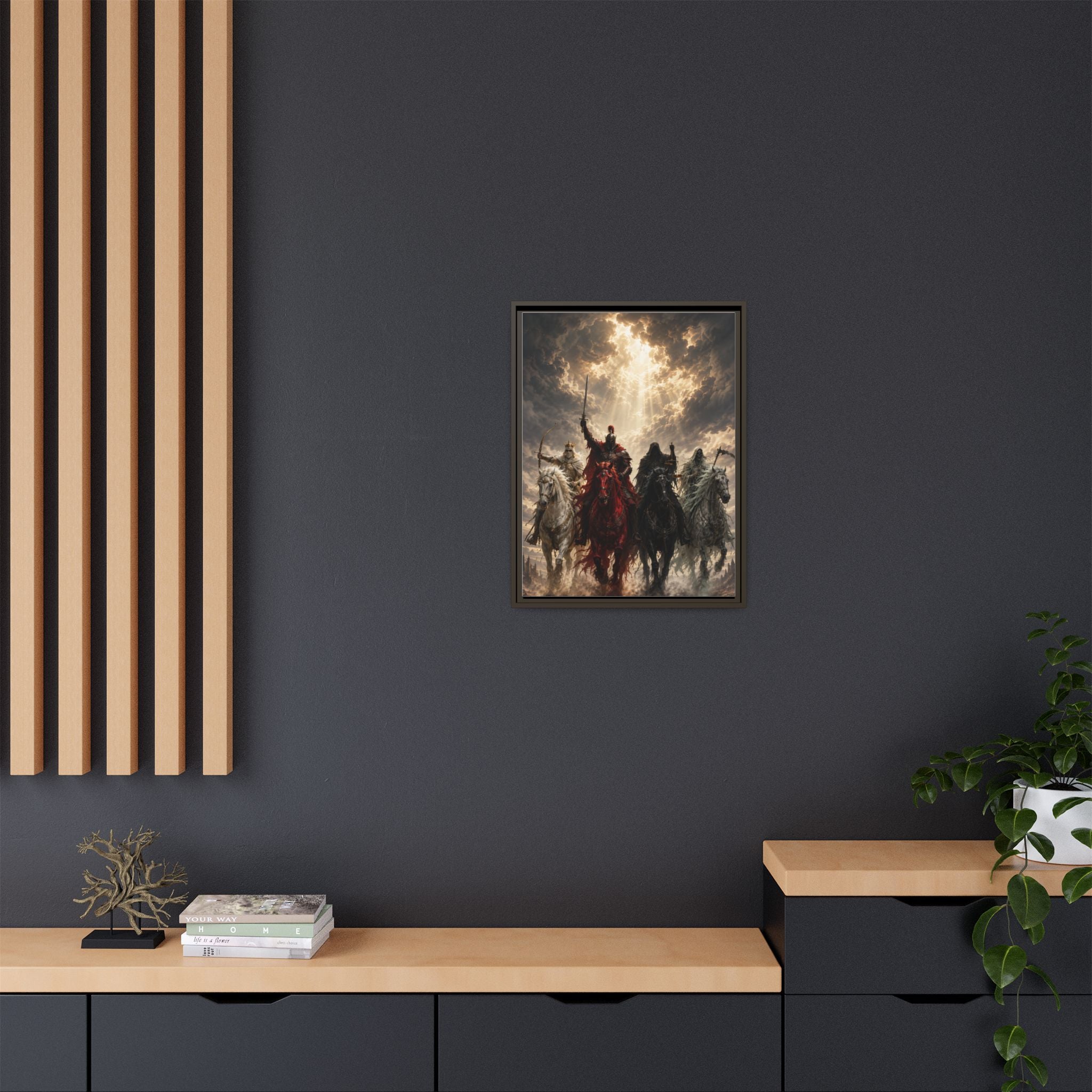 Framed Matte Canvas Print — Four Horsemen Fantasy Wall Art