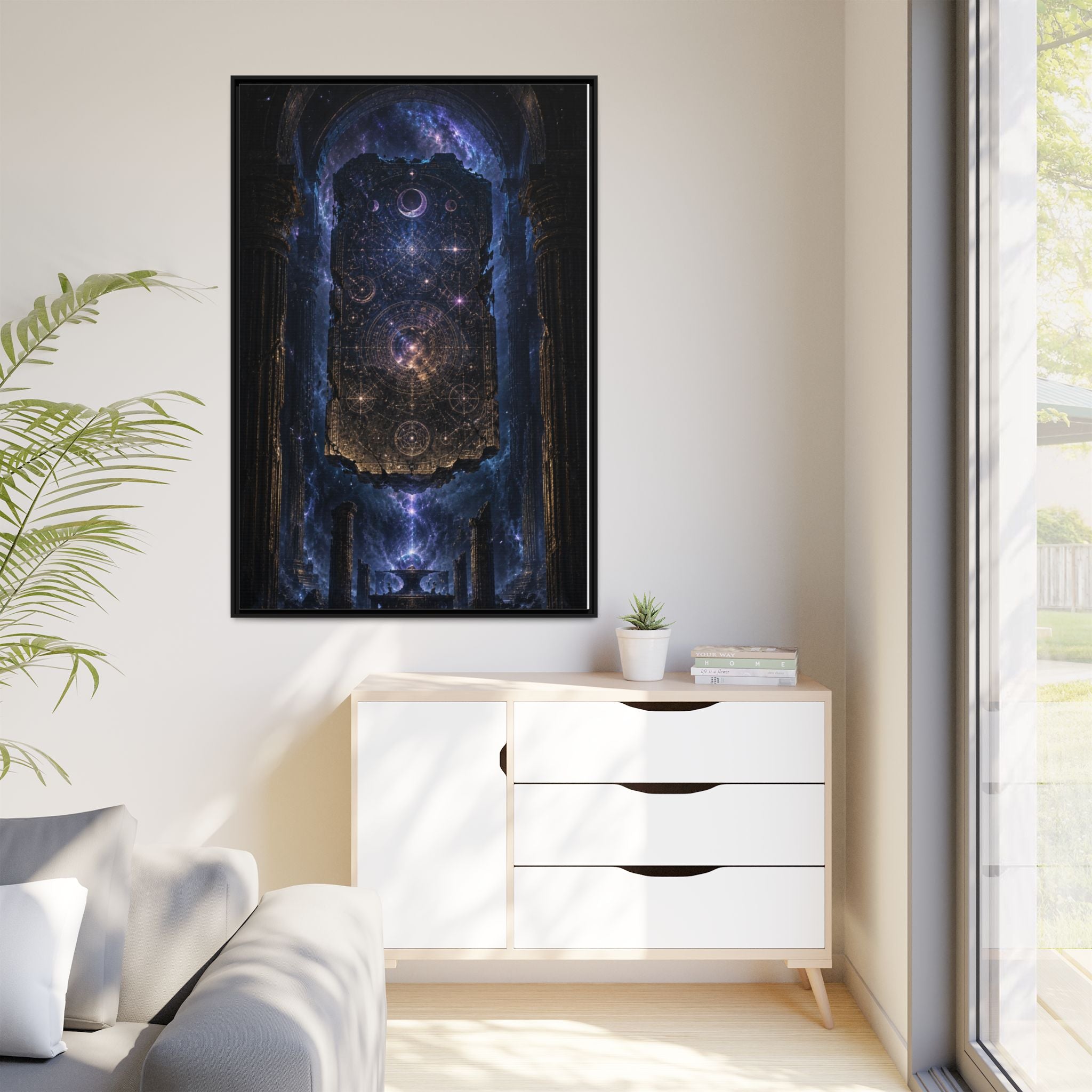 Framed Matte Canvas Wall Art — Cosmic Cathedral Galaxy Print
