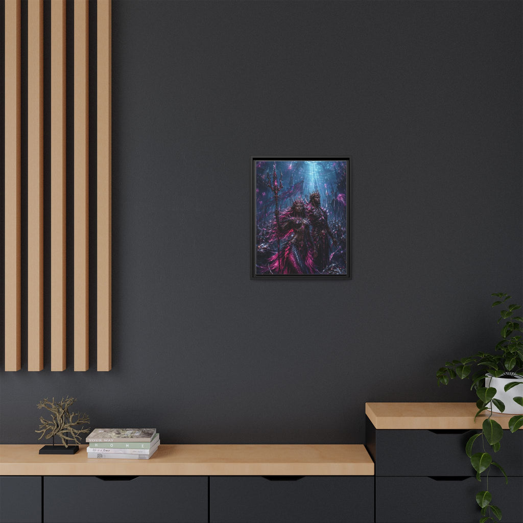 Framed Matte Canvas Print — Mystical Underwater King & Queen Artwork