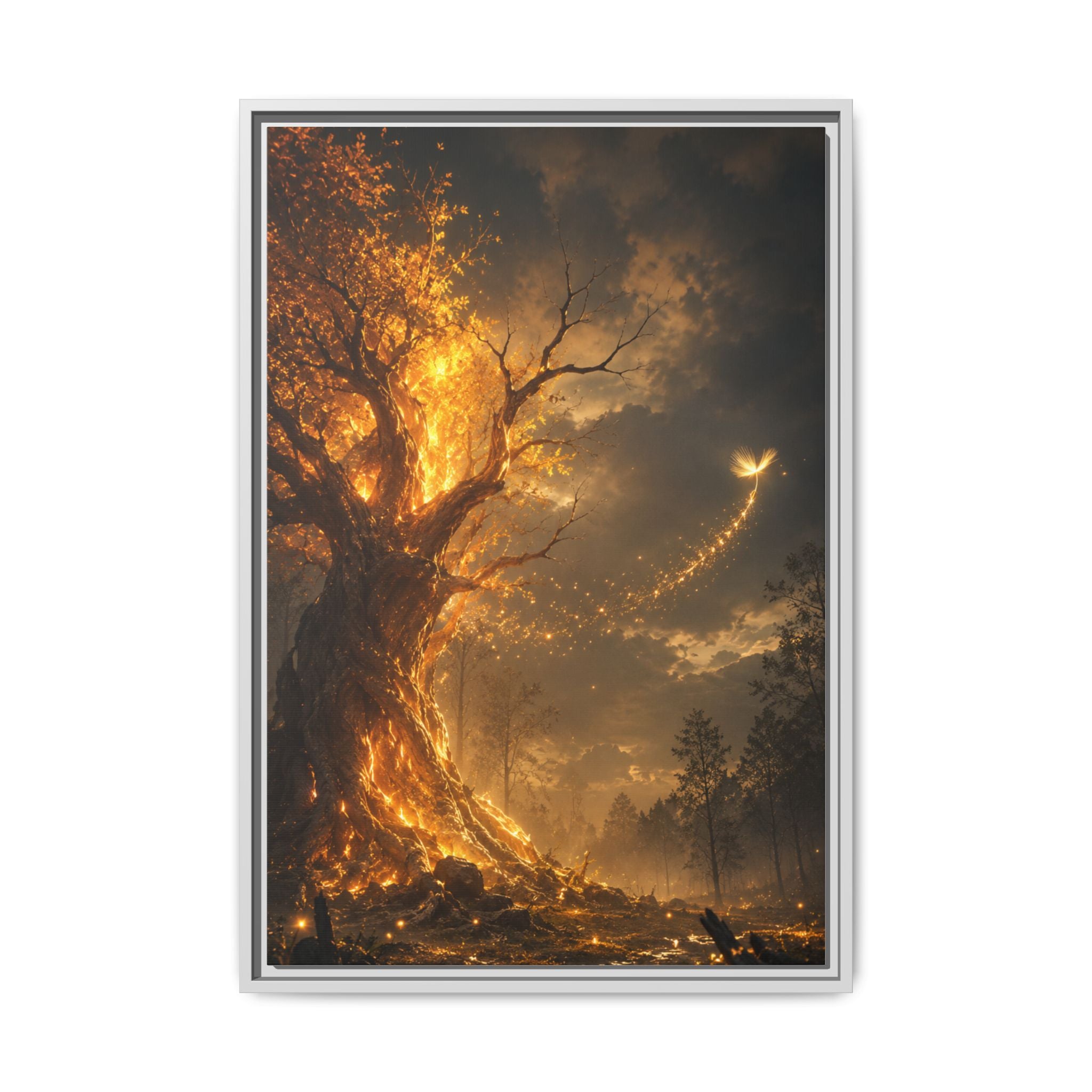 Framed Matte Canvas — Glowing Enchanted Tree Wall Art
