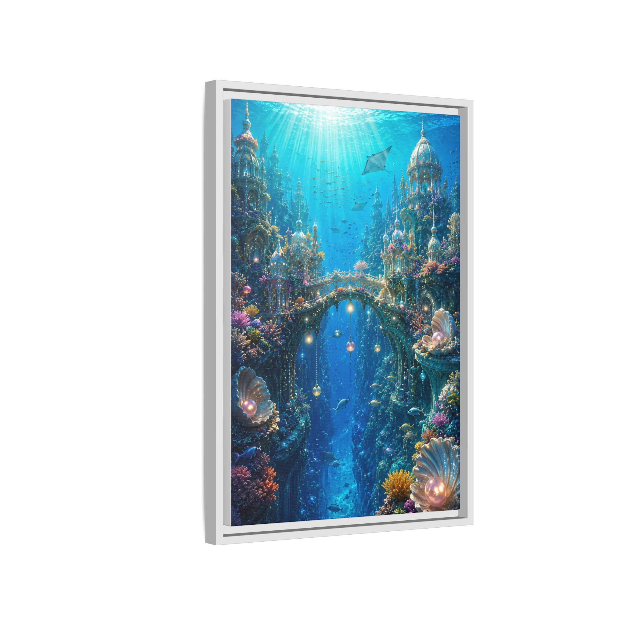 Underwater Fantasy Canvas Print — Framed Matte Ocean City Wall Art