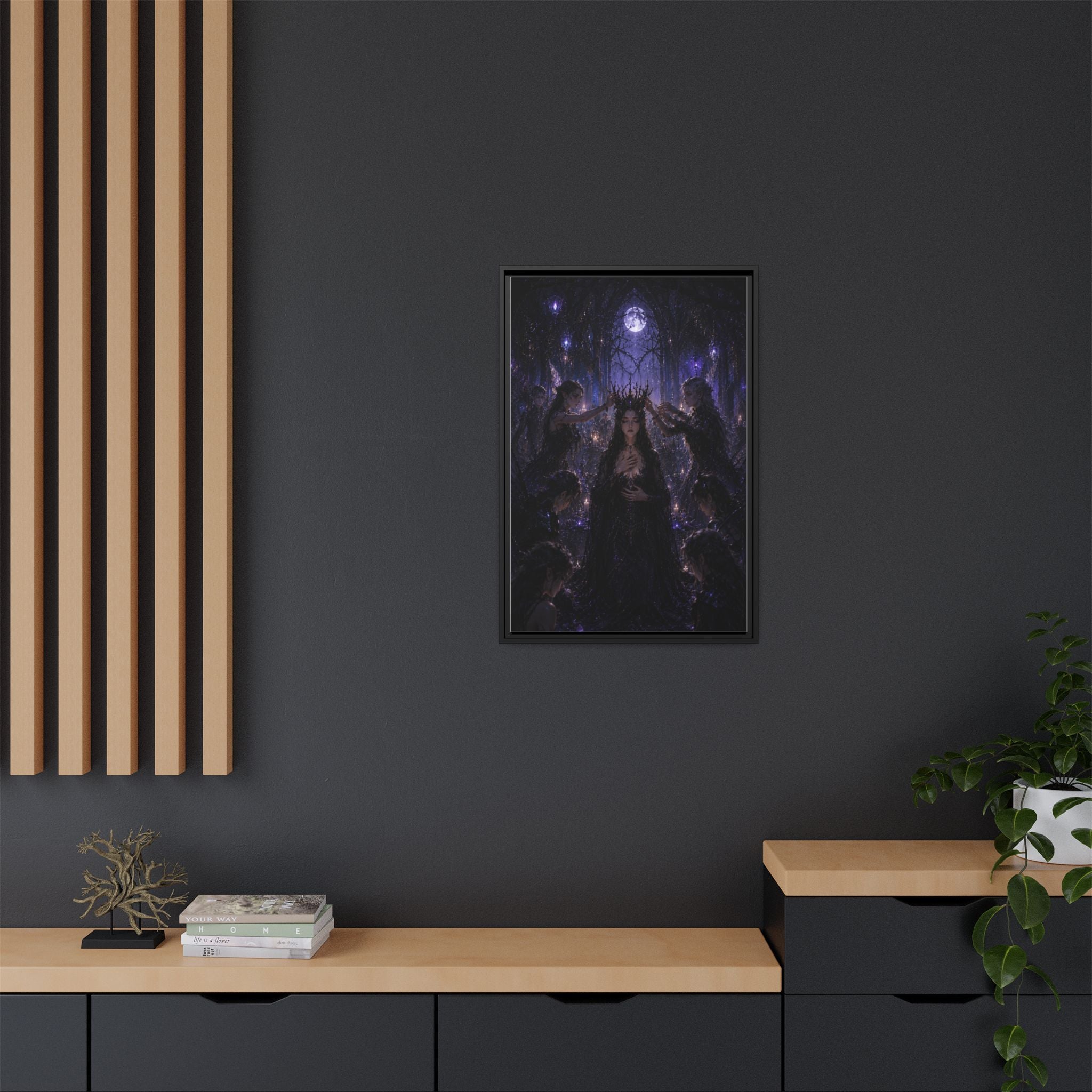 Gothic Moon Queen Framed Canvas Print