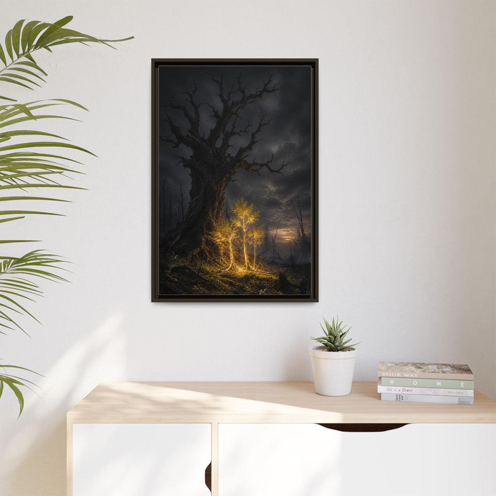 Framed Matte Canvas — Glowing Enchanted Tree Wall Art