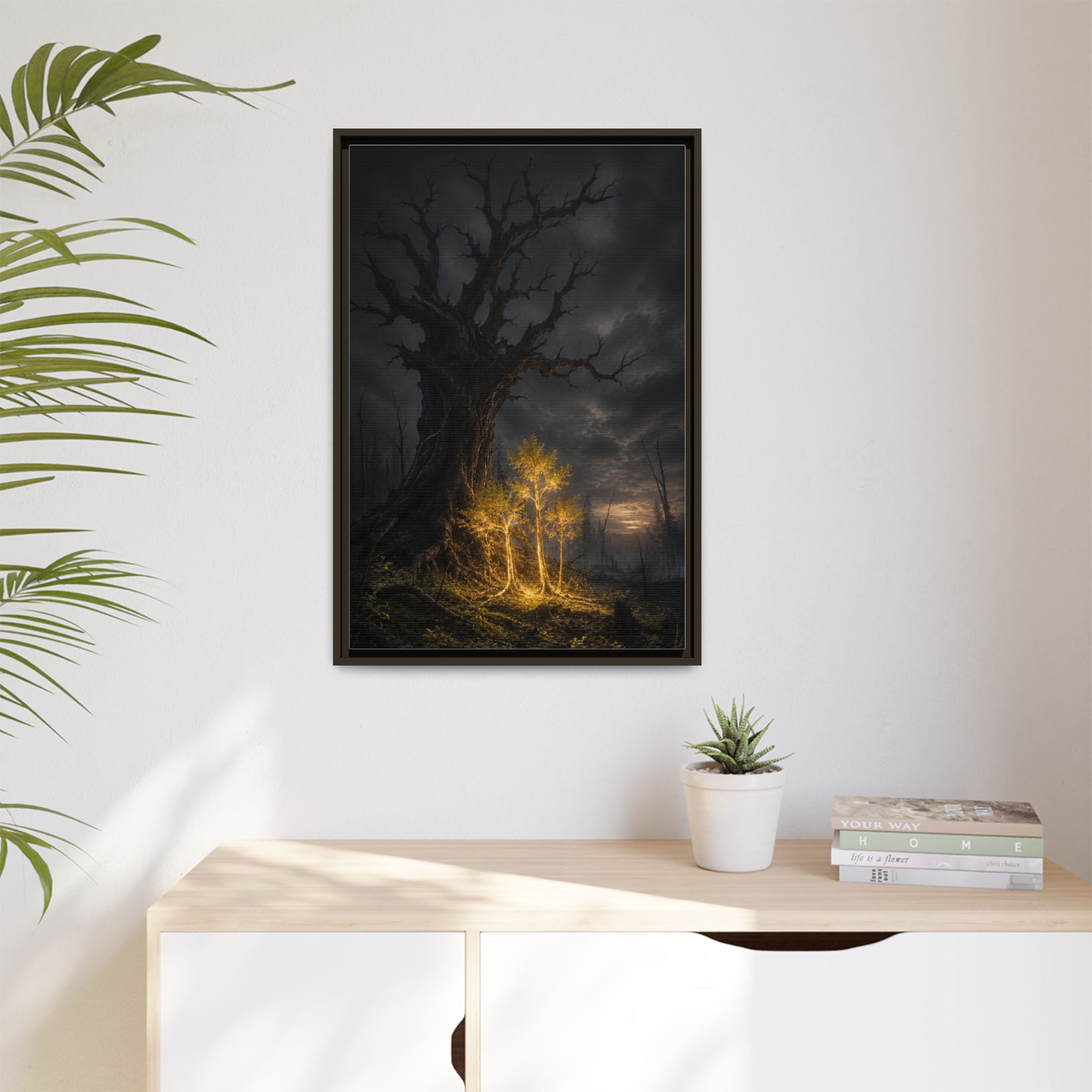 Framed Matte Canvas — Glowing Enchanted Tree Wall Art