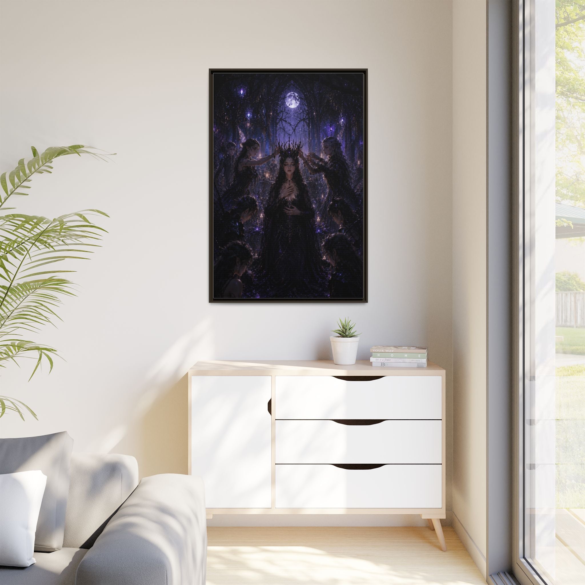 Gothic Moon Queen Framed Canvas Print