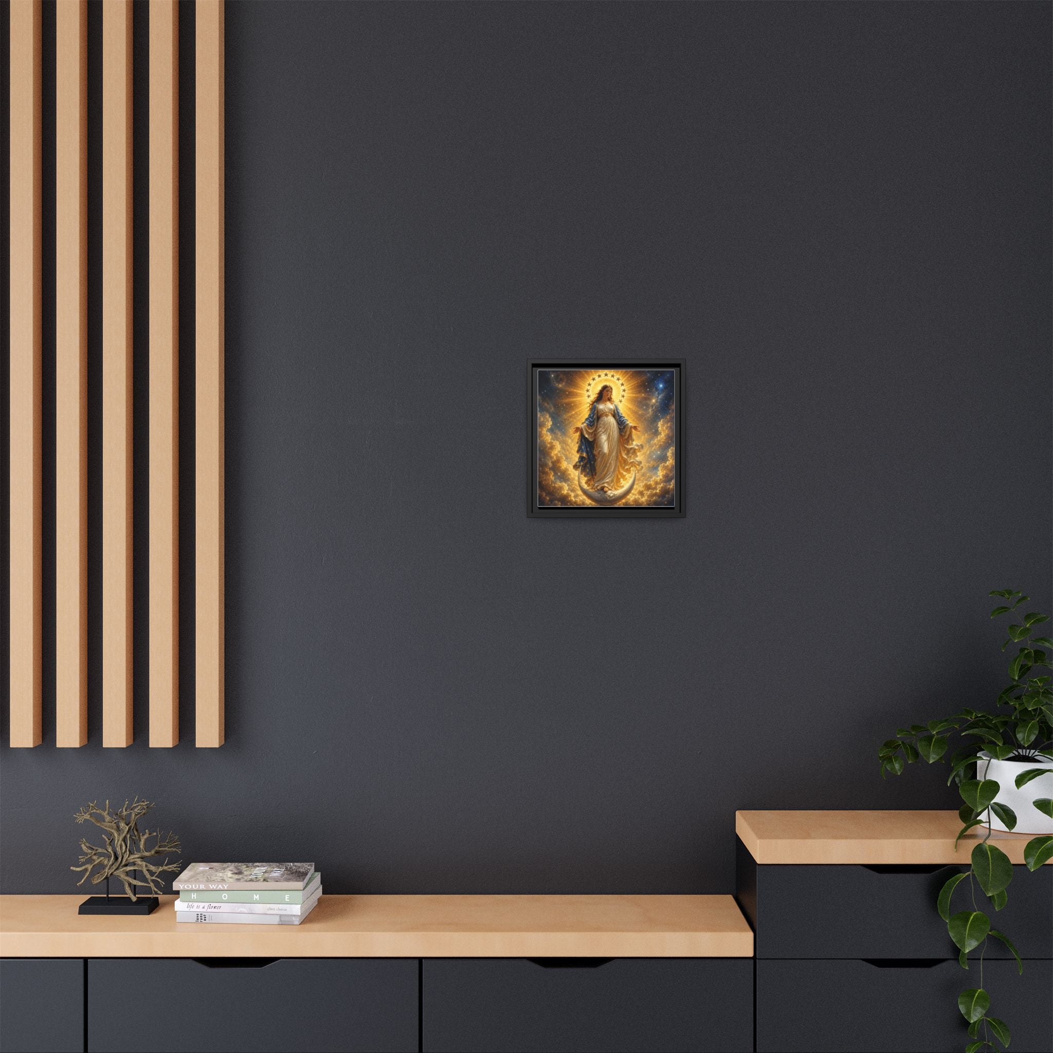 Madonna and Childlike Grace Framed Matte Canvas – Radiant Virgin Mary Wall Art