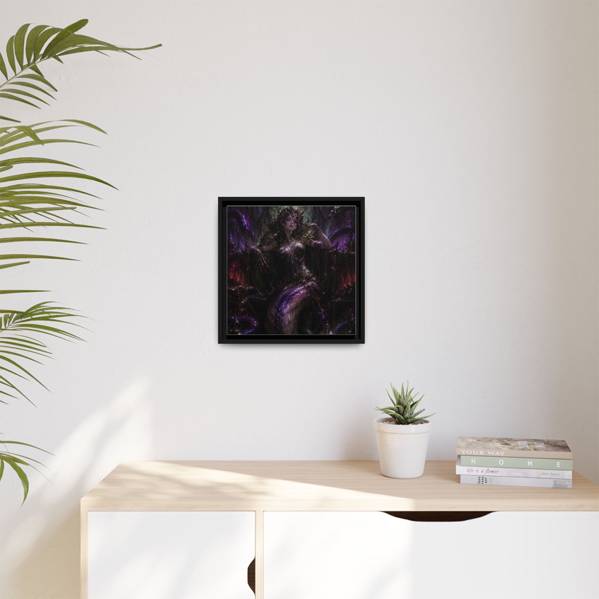 Dark Fantasy Goddess Matte Canvas Print — Framed Multi‑Color Wall Art