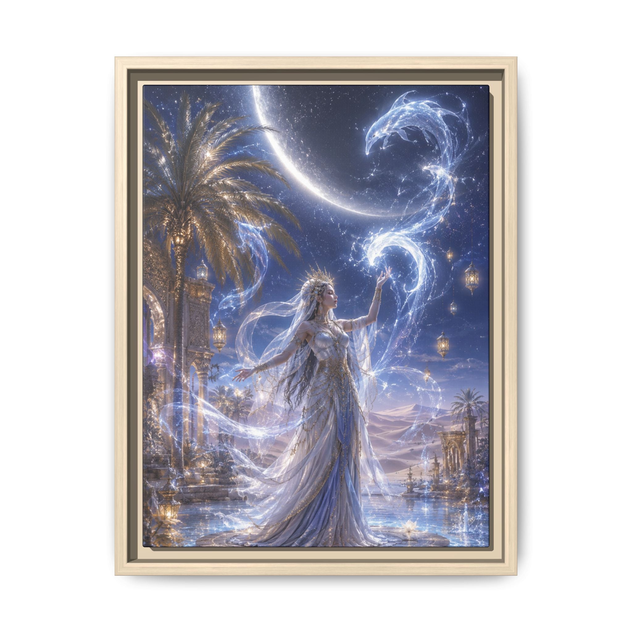 Celestial Goddess Fine Art Paper Print — Mystic Moonlight Wall Decor