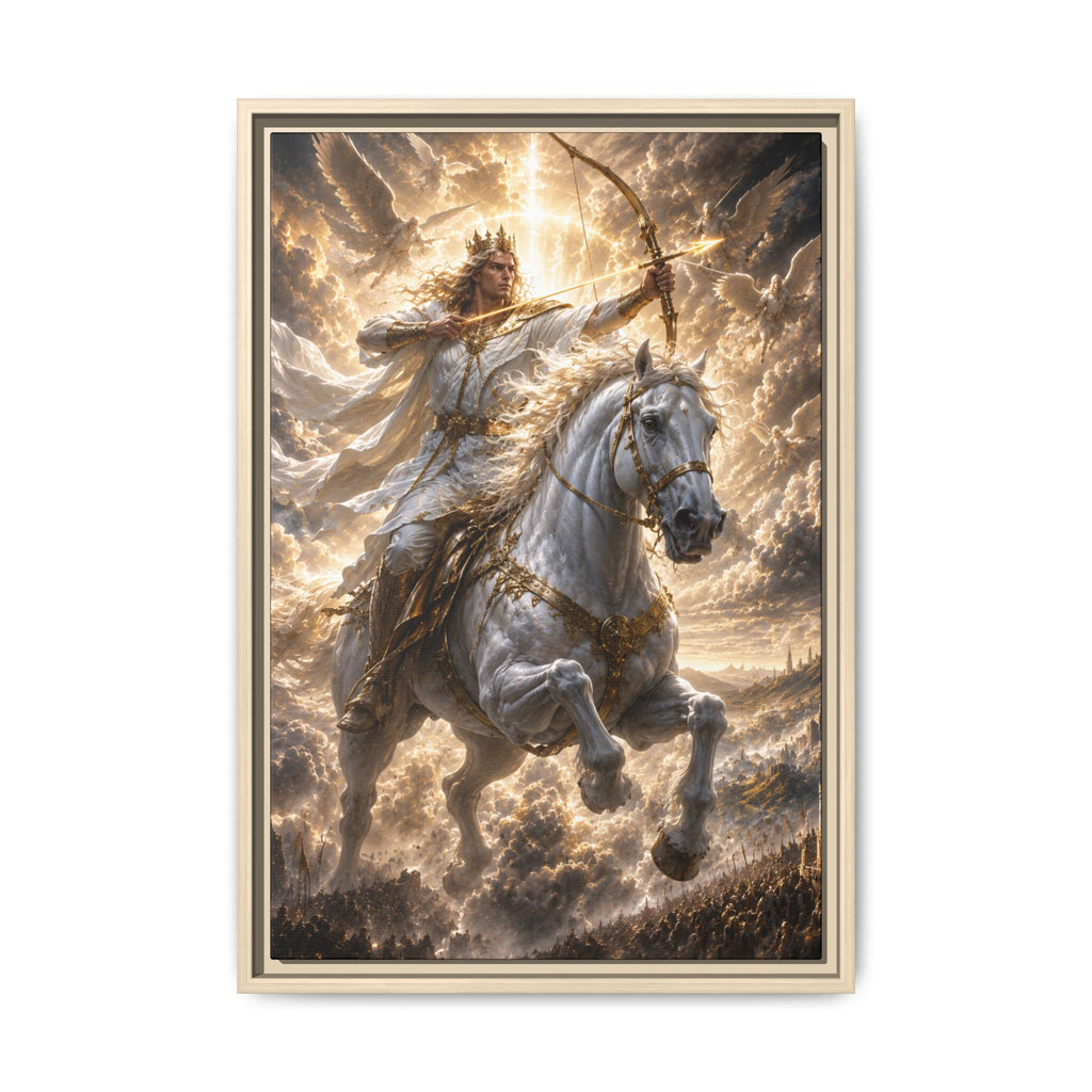 Mythic Warrior on White Steed — Fine Art Paper Print Wall Art