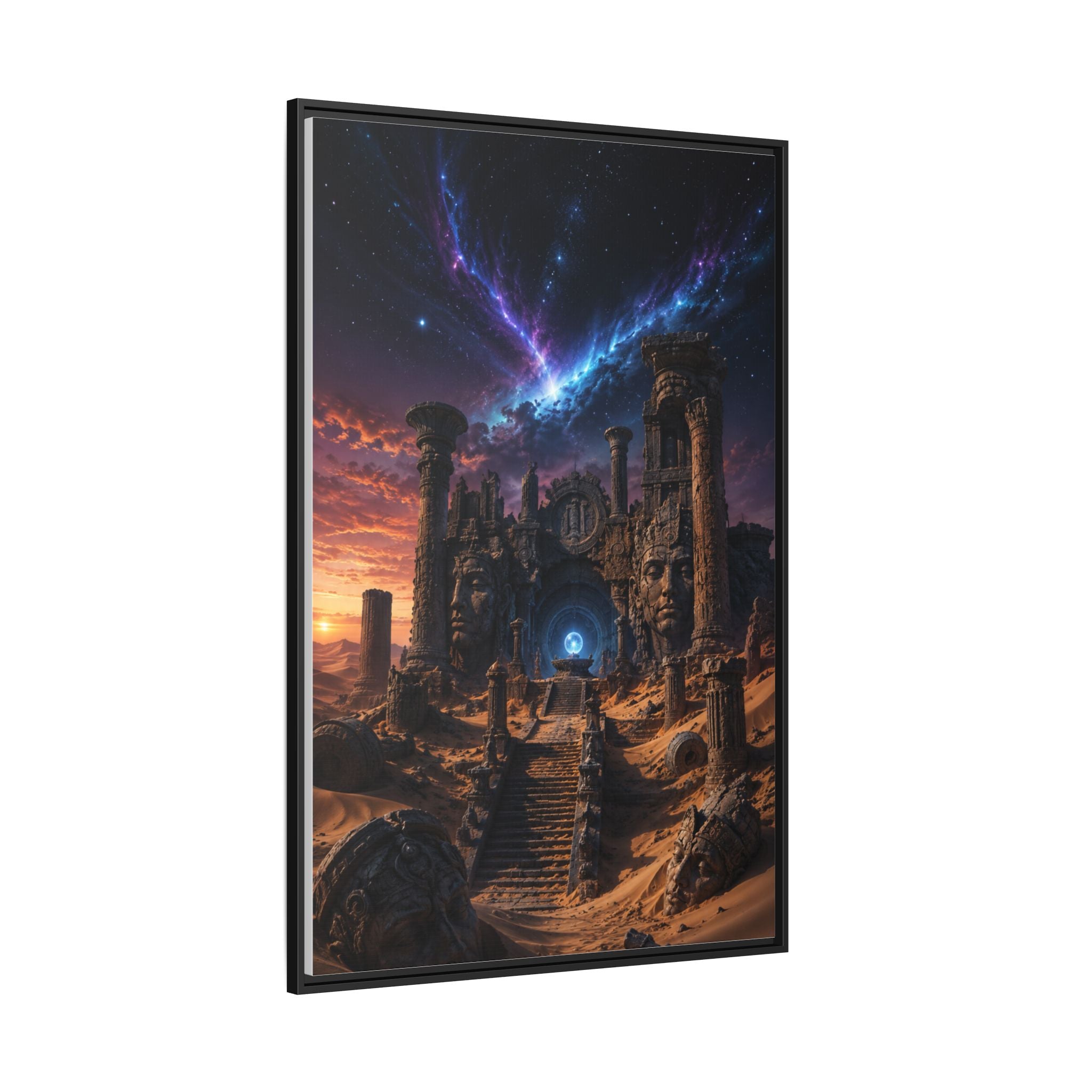 Framed Matte Canvas — Mystical Desert Ruins Nightscape