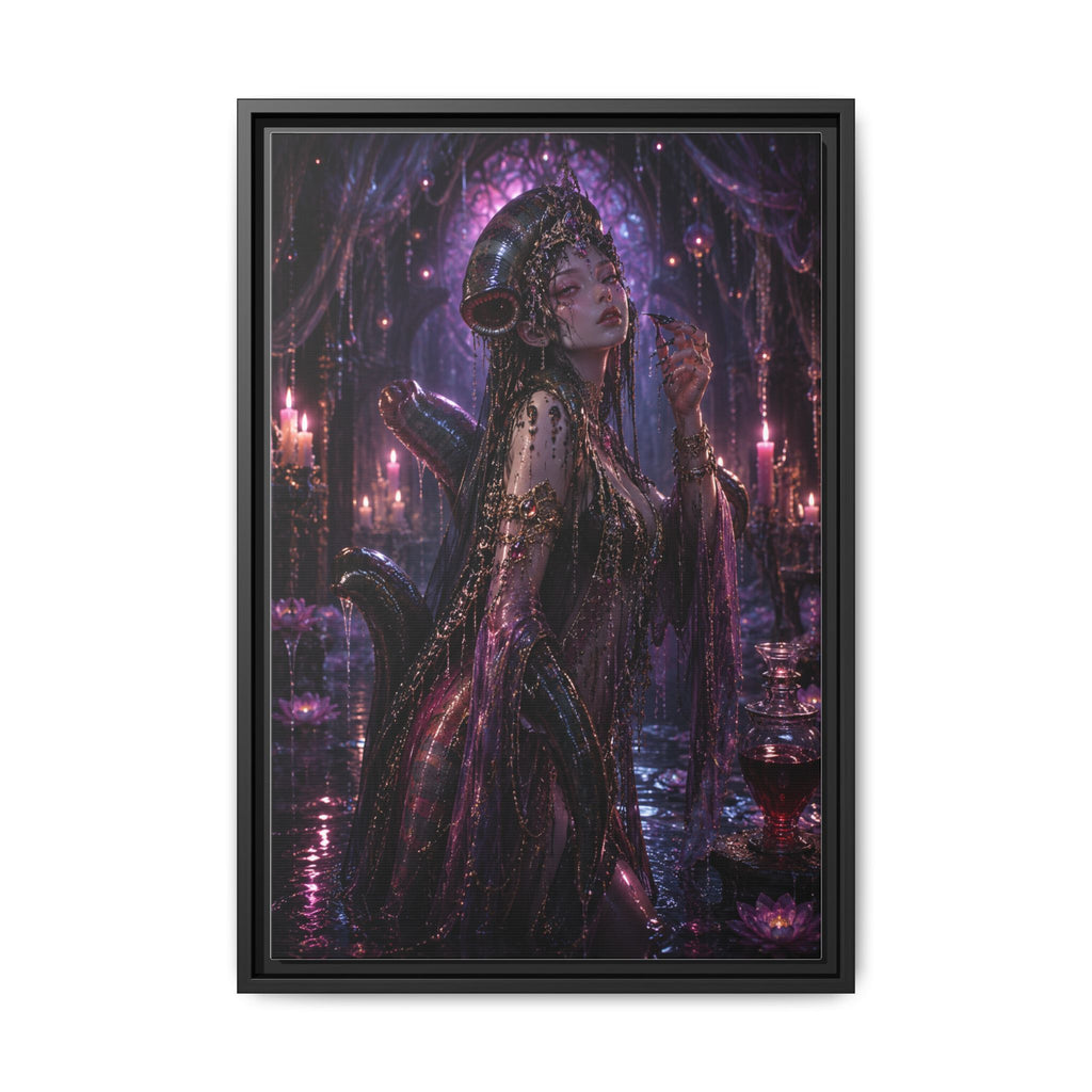 Gothic Fantasy Goddess Matte Canvas Print — Framed Dark Purple Wall Art