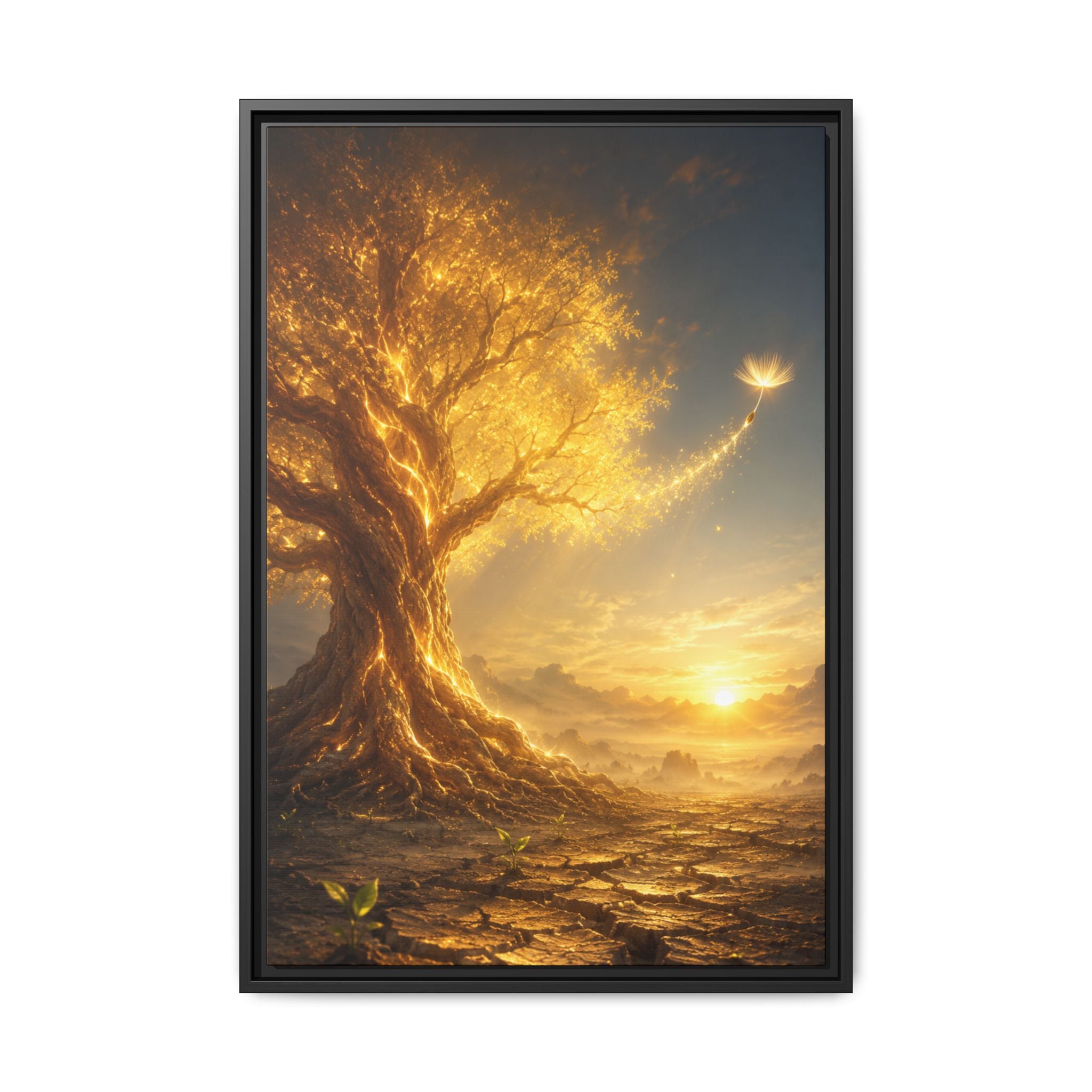 Golden Tree Sunset Fine Art Paper Print — Magical Landscape Wall Art