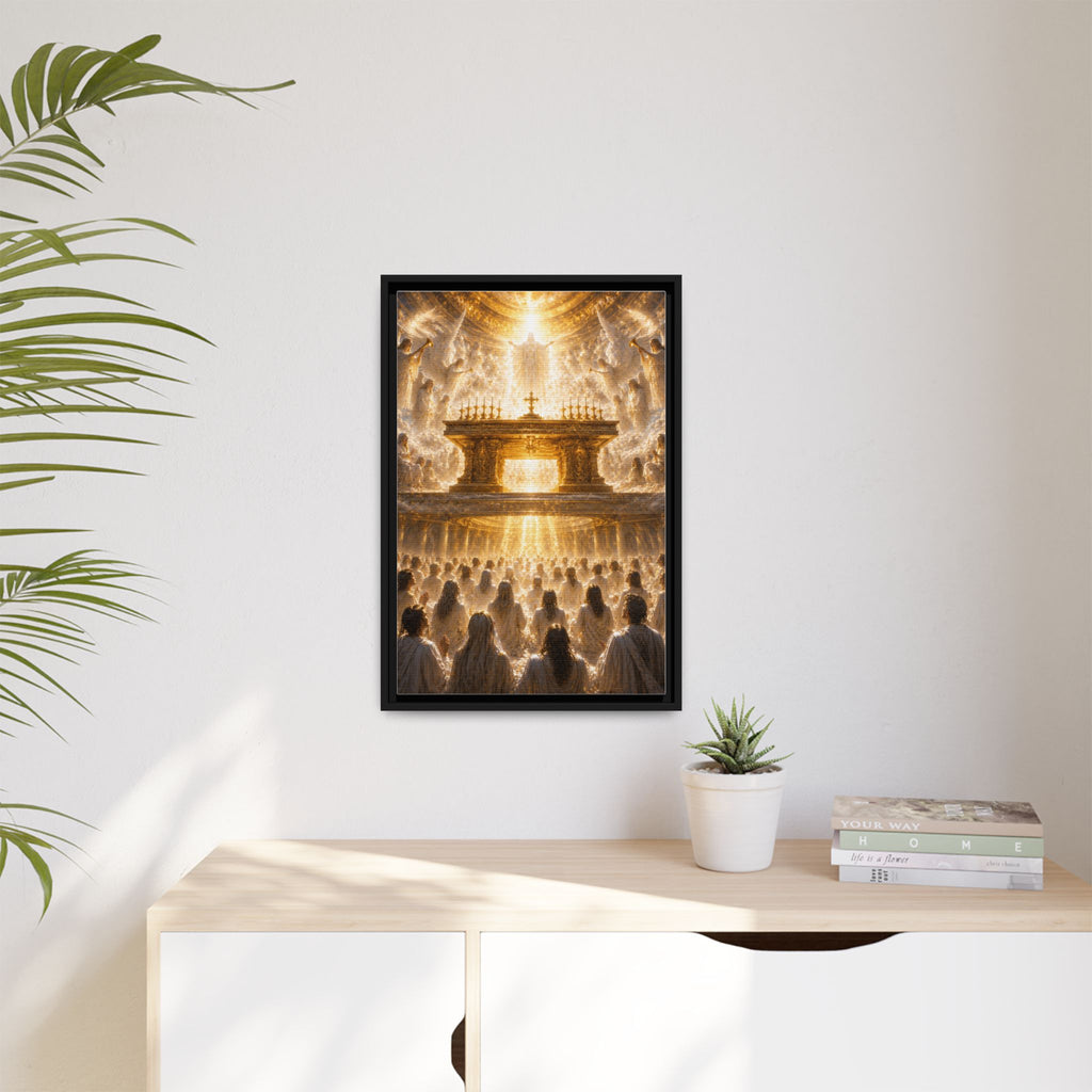 Heavenly Altar Matte Canvas Framed Wall Art — Spiritual Church Scene