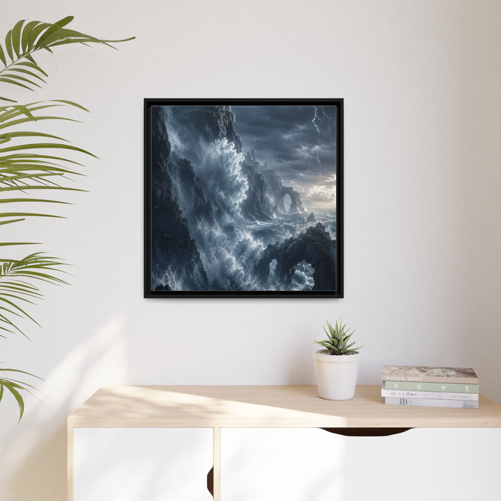 Framed Matte Canvas - Stormy Ocean Fantasy Wall Art