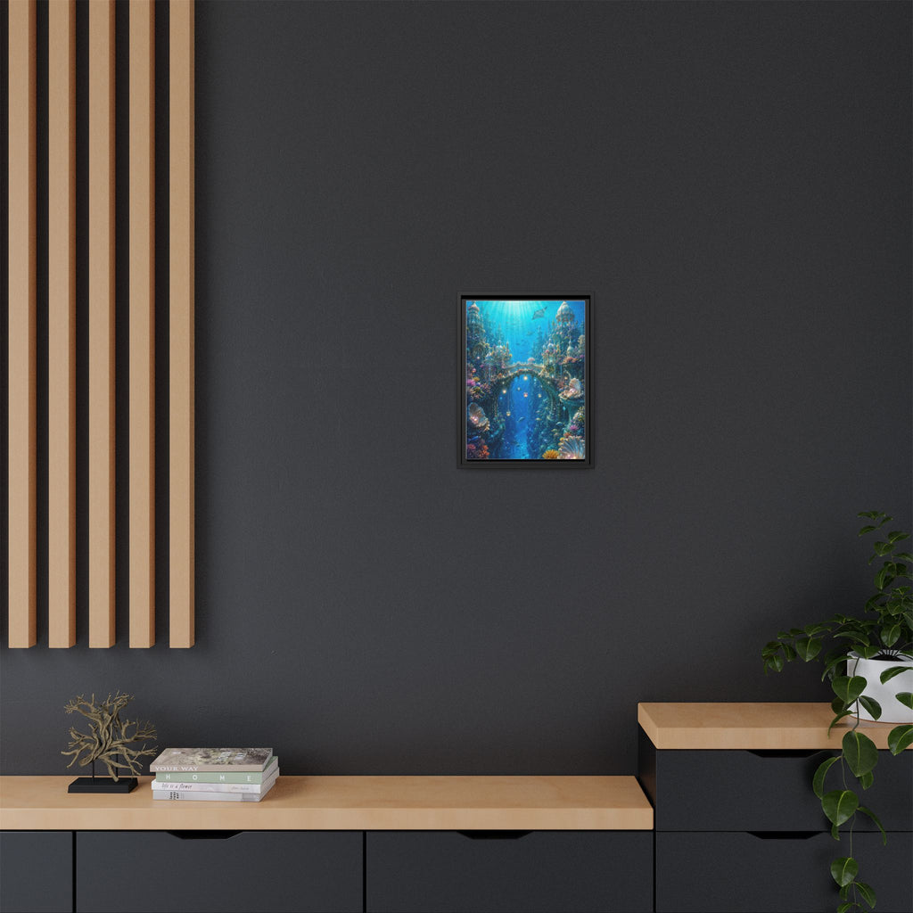 Underwater Fantasy Matte Canvas Framed Print — Ocean City Coral Reef Wall Art