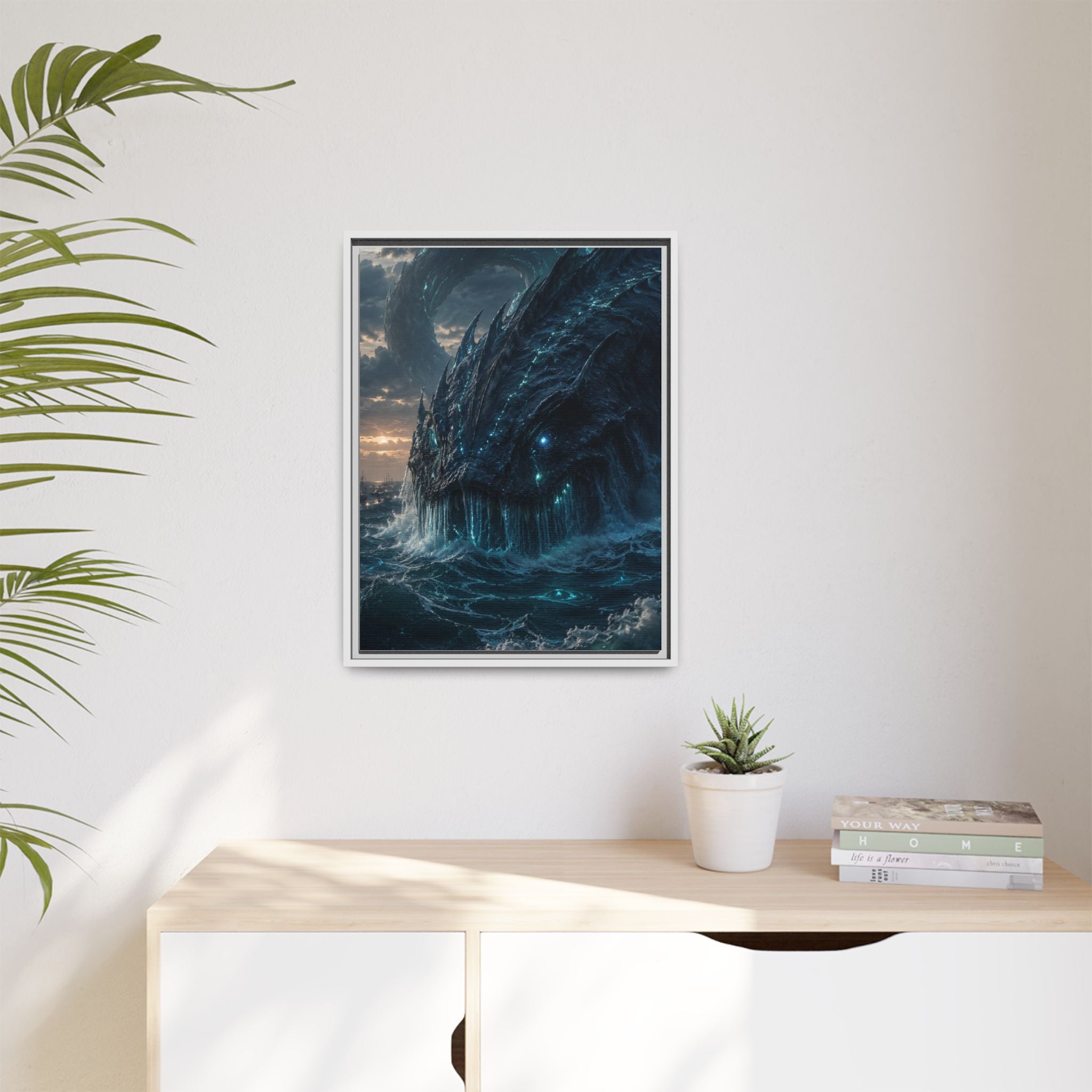 Framed Matte Canvas - Mythic Sea Leviathan Wall Art