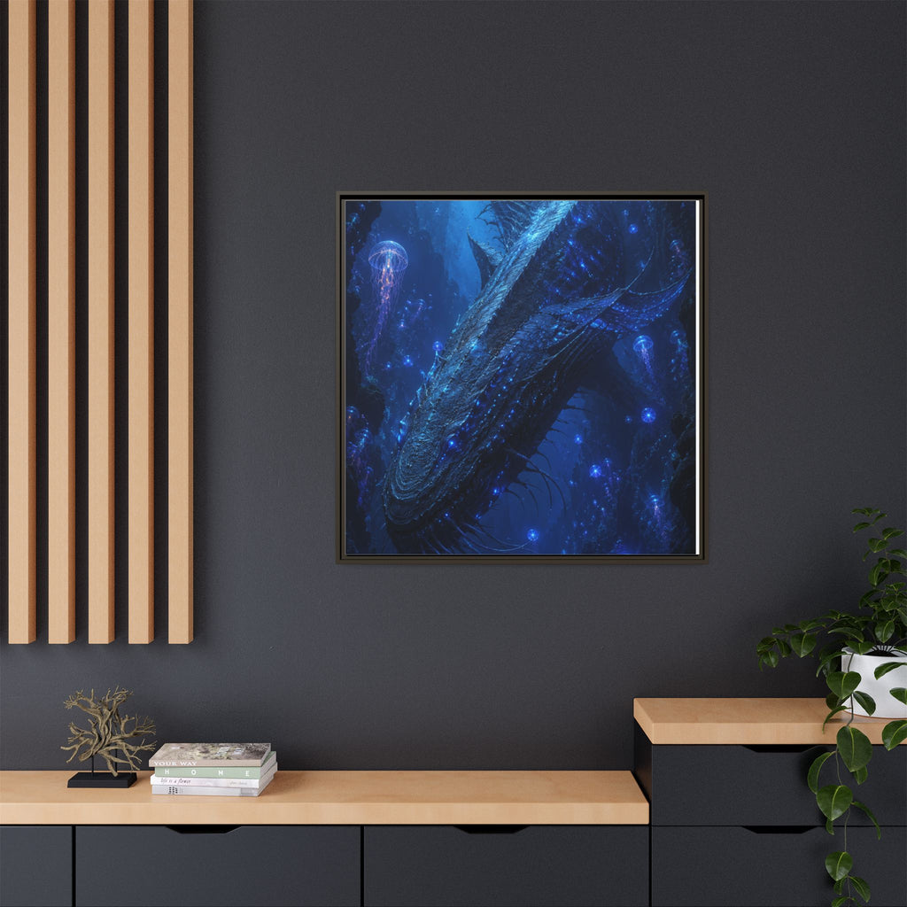 Framed Matte Canvas Art - Deep Sea Leviathan Fantasy Print