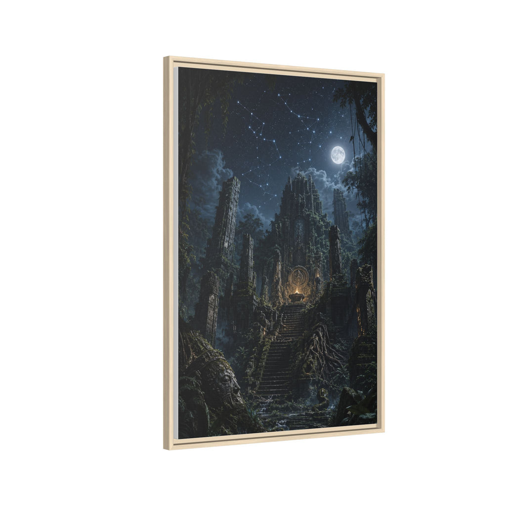 Framed Matte Canvas - Moonlit Ruins Fantasy Wall Art