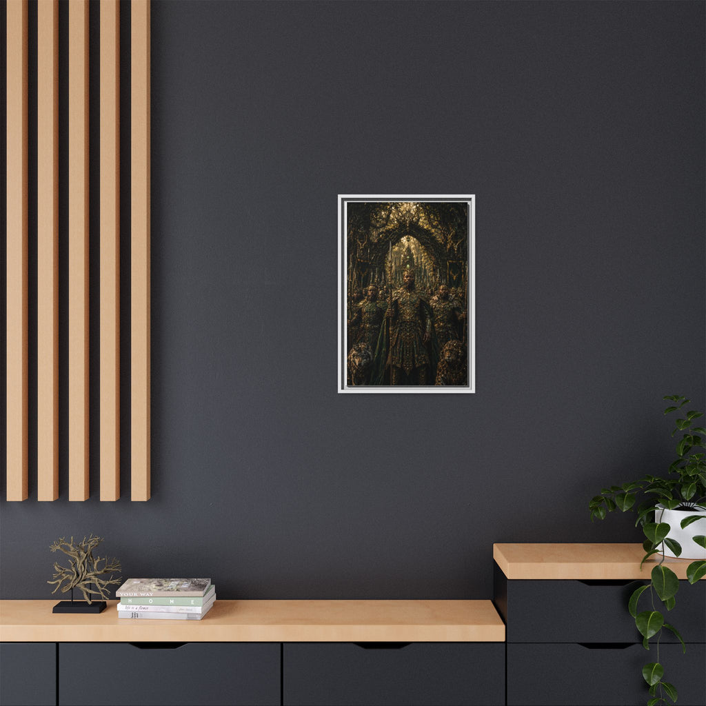 Framed Matte Canvas — Regal Fantasy King in Ornate Armor