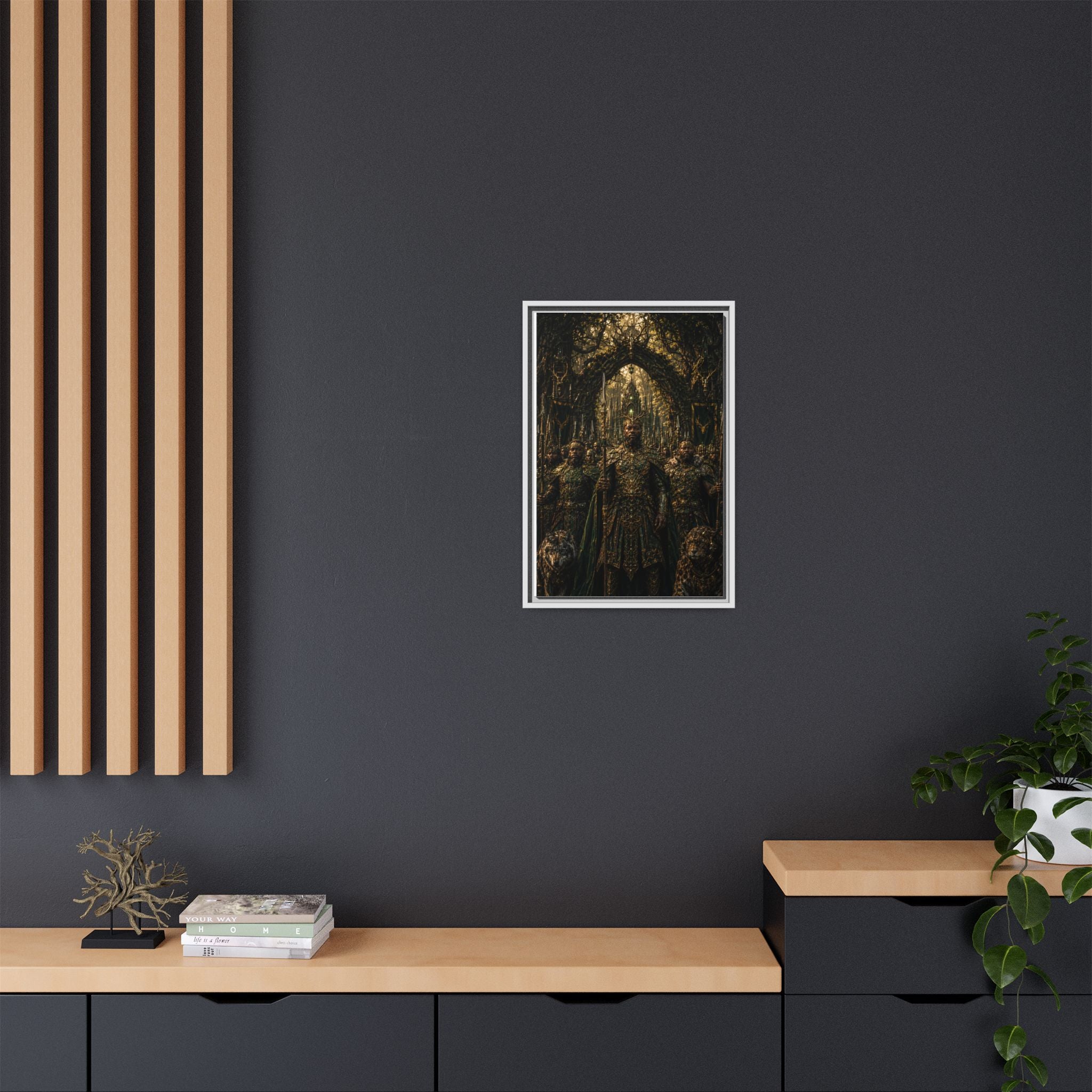 Framed Matte Canvas — Regal Fantasy King in Ornate Armor