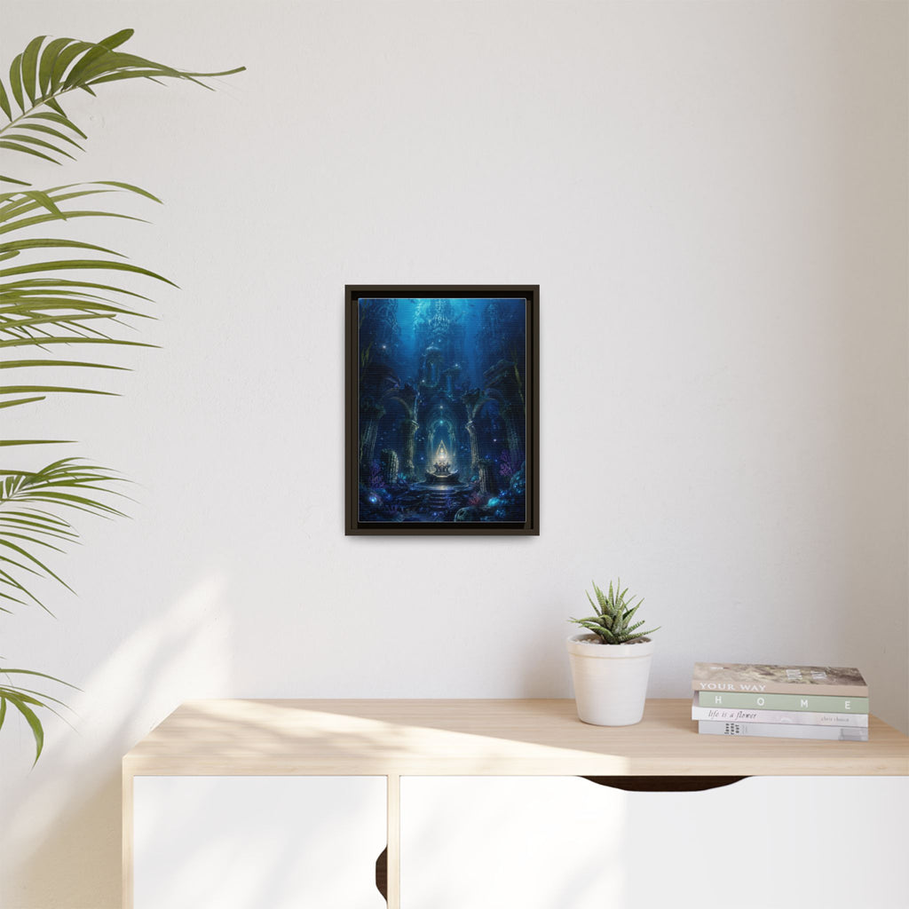 Framed Matte Canvas - Enchanted Underwater Temple Fantasy Art