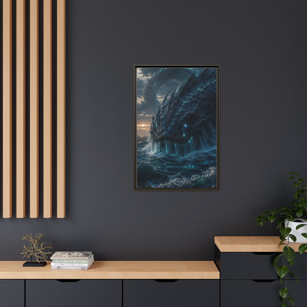 Framed Matte Canvas - Mythic Sea Leviathan Wall Art