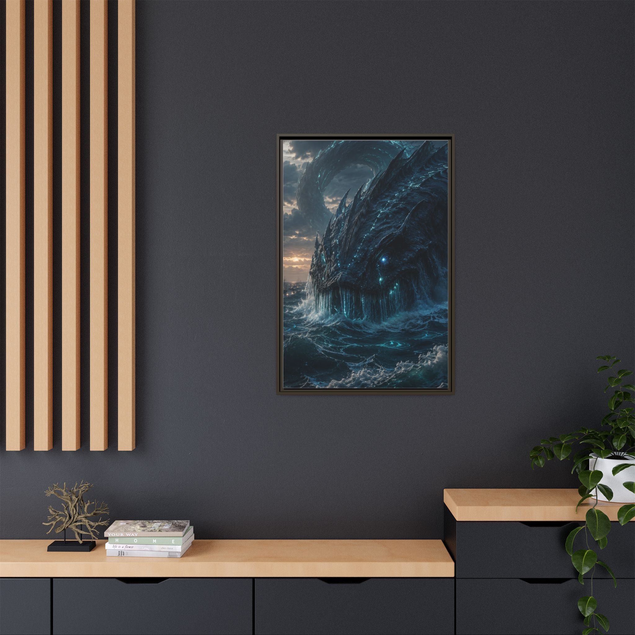 Framed Matte Canvas - Mythic Sea Leviathan Wall Art