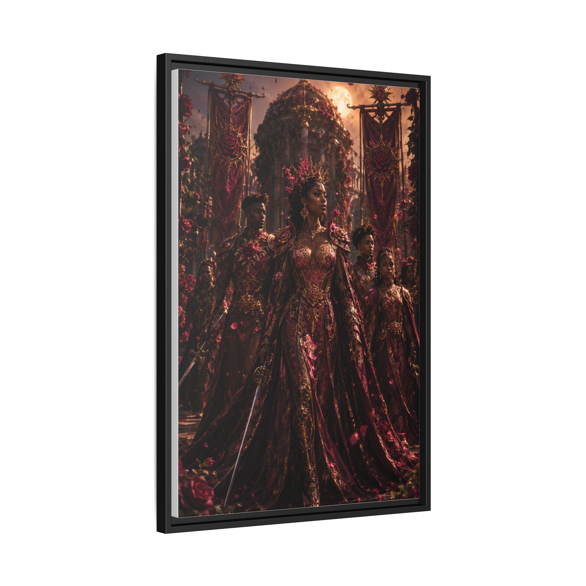 Framed Matte Canvas Art — Regal Fantasy Queen Portrait