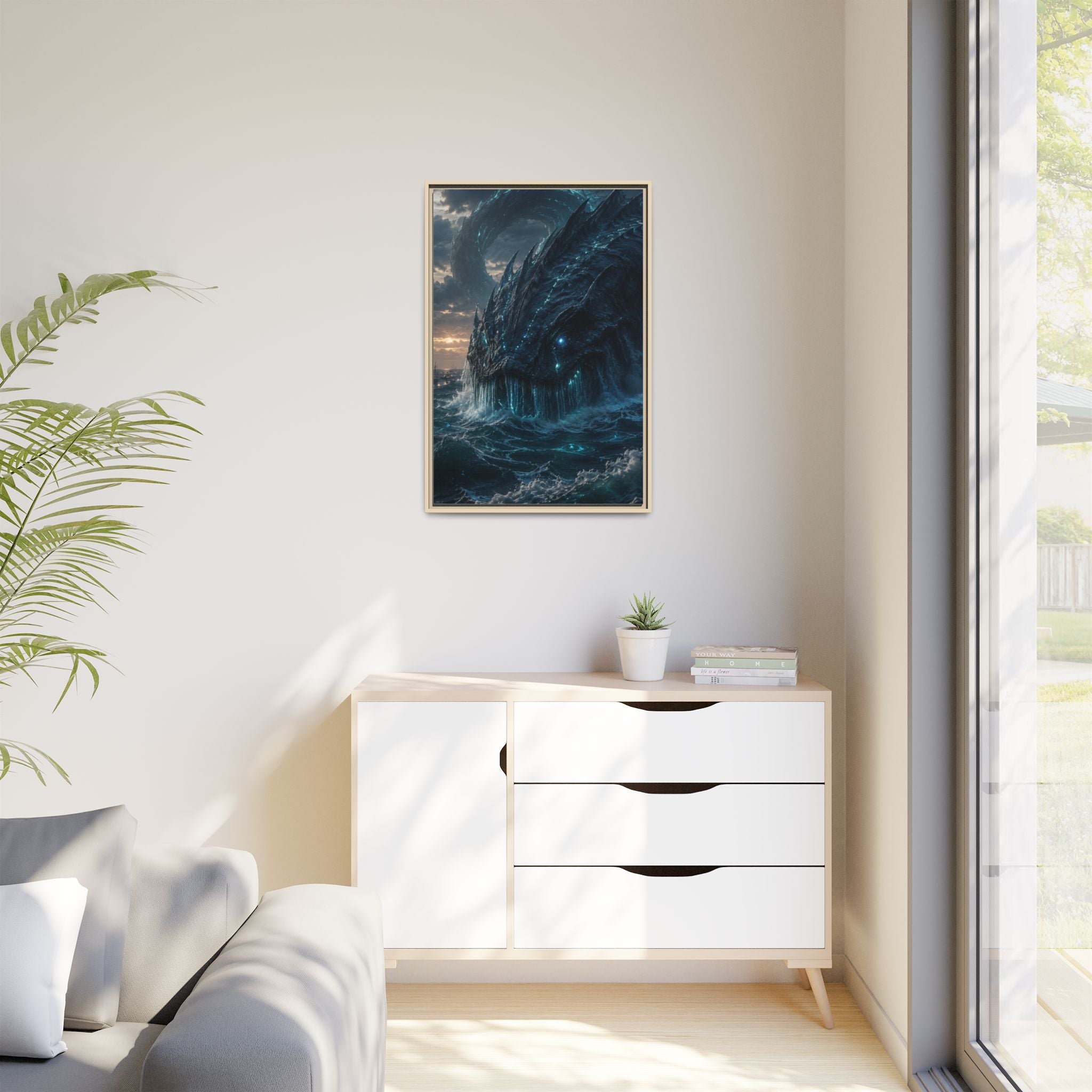 Framed Matte Canvas - Mythic Sea Leviathan Wall Art