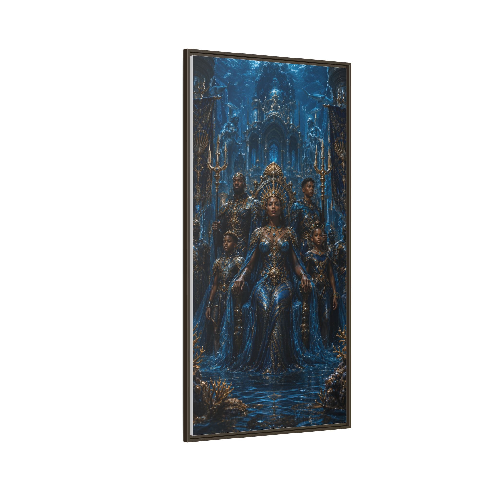 Underwater Queen Matte Framed Canvas — Oceanic Fantasy Wall Art
