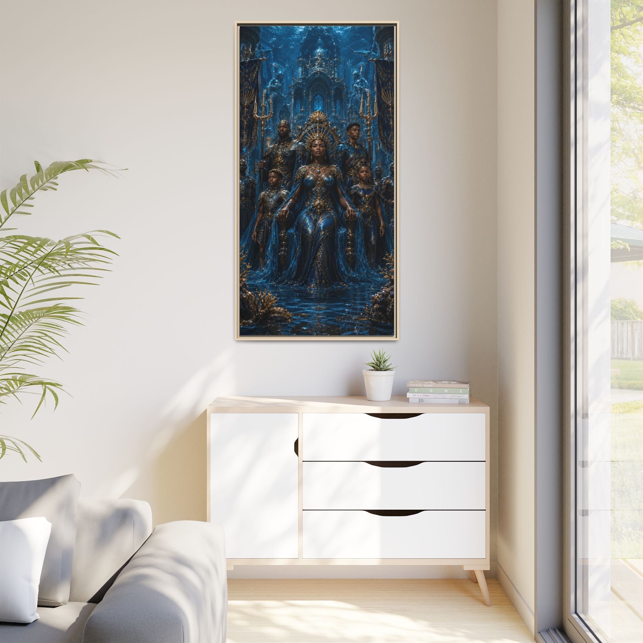 Underwater Queen Matte Framed Canvas — Oceanic Fantasy Wall Art