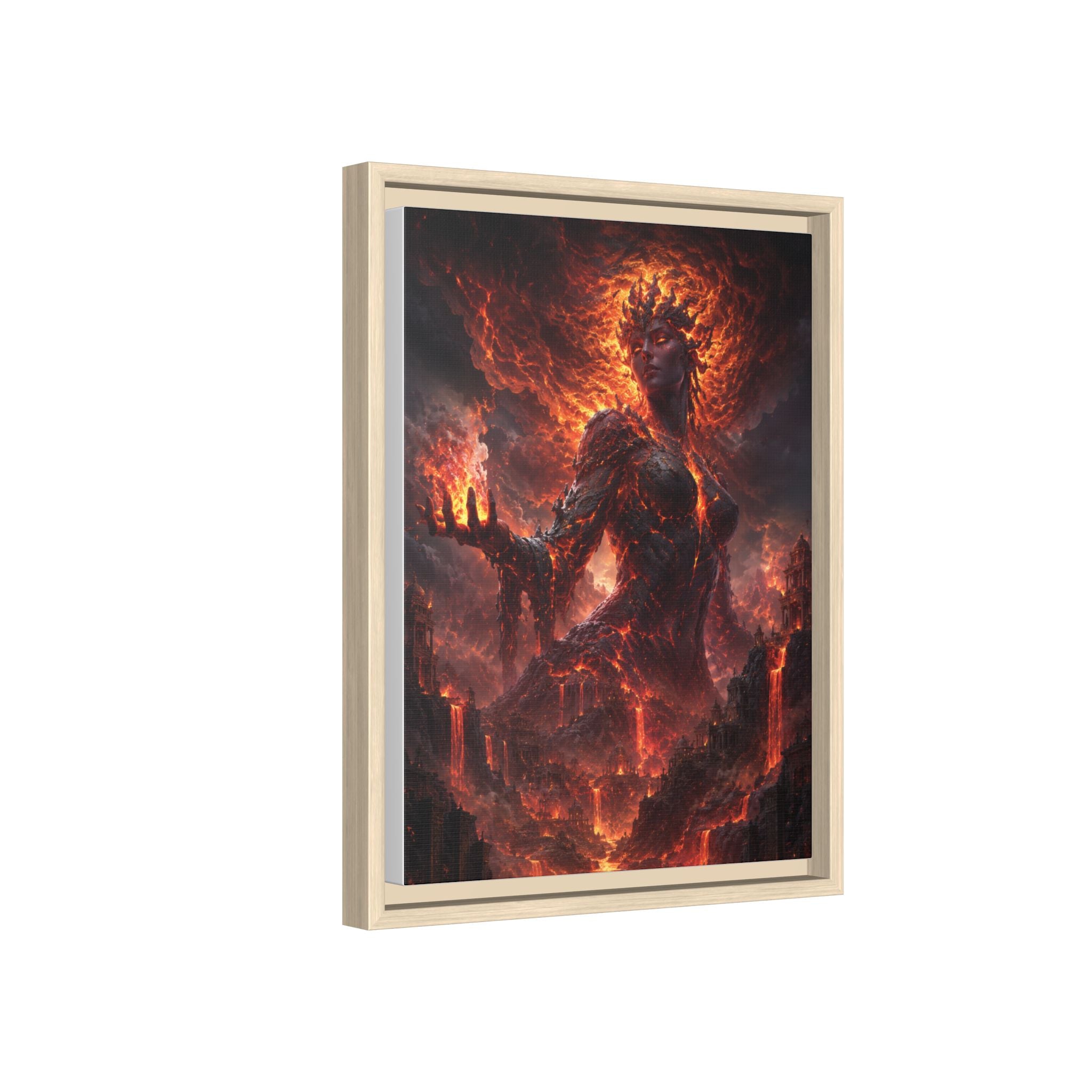 Framed Matte Canvas — Fiery Demon Goddess Wall Art