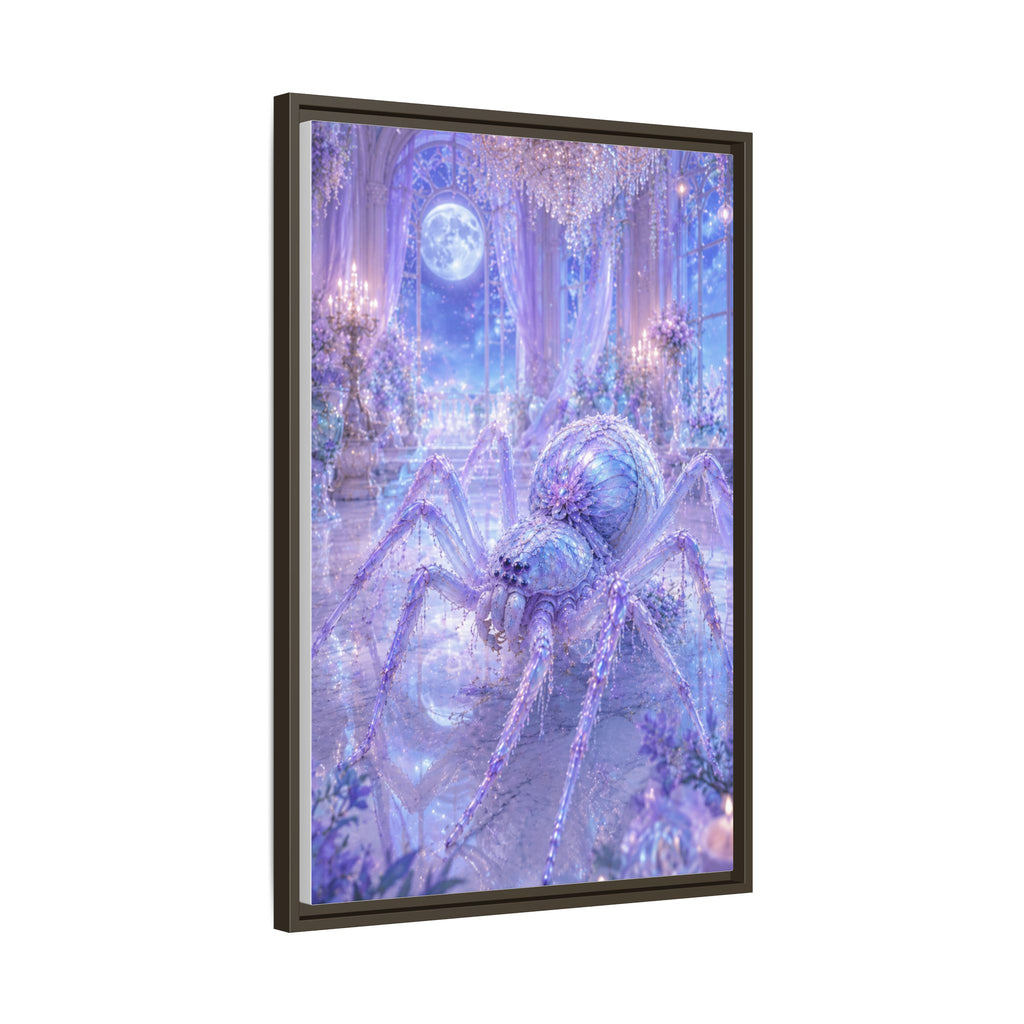 Moonlit Spider Fantasy Canvas Print — Lavender Enchanted Wall Art (Framed)
