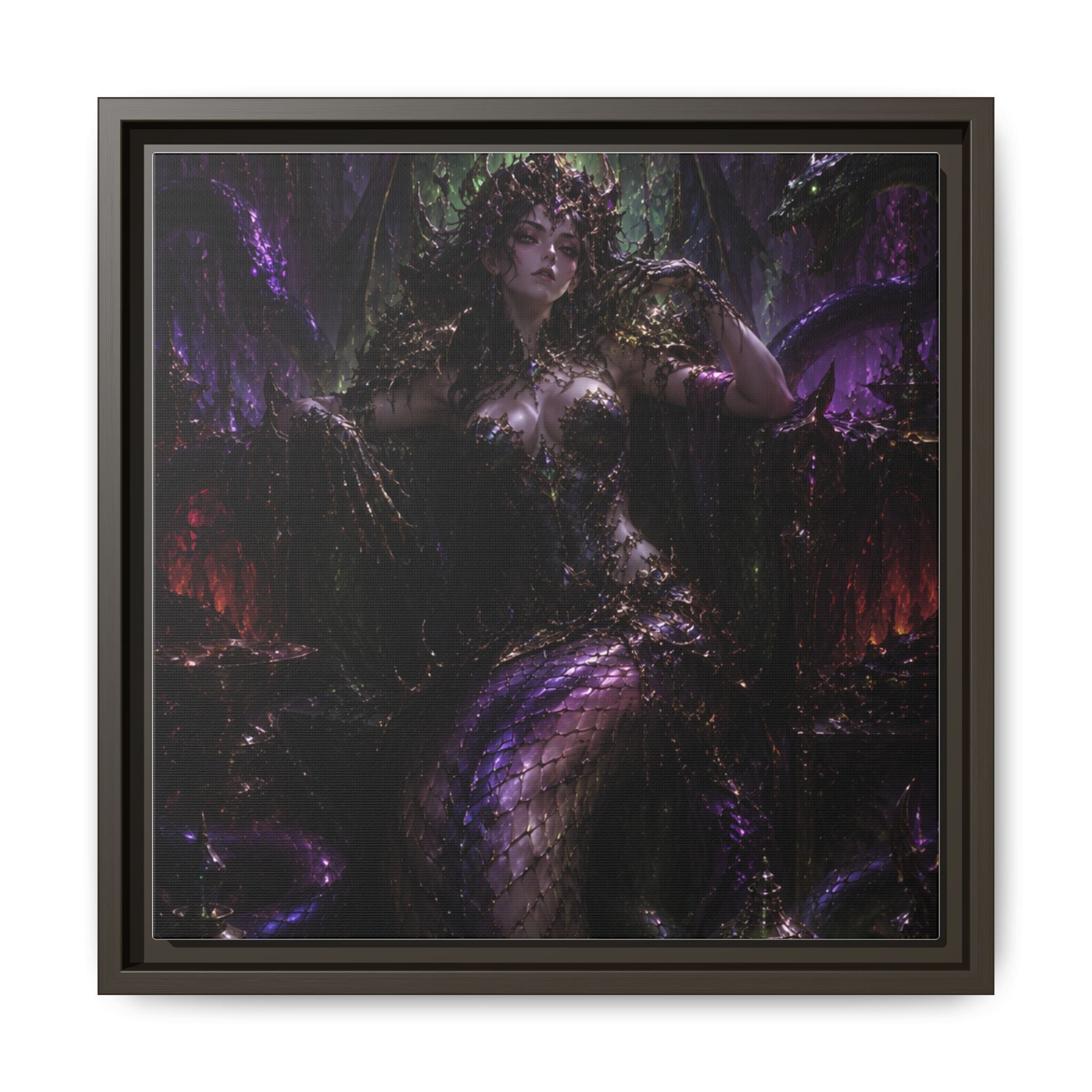 Dark Fantasy Goddess Matte Canvas Print — Framed Multi‑Color Wall Art