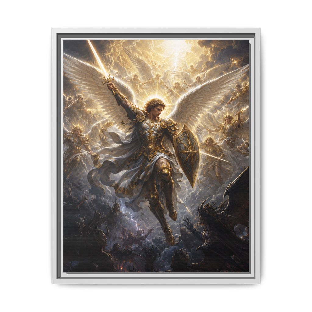 Framed Matte Canvas: Radiant Archangel Wall Art