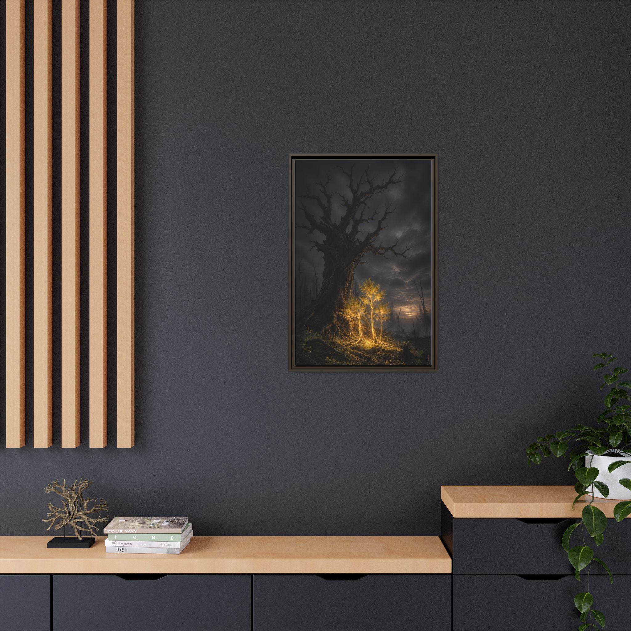 Framed Matte Canvas — Glowing Enchanted Tree Wall Art