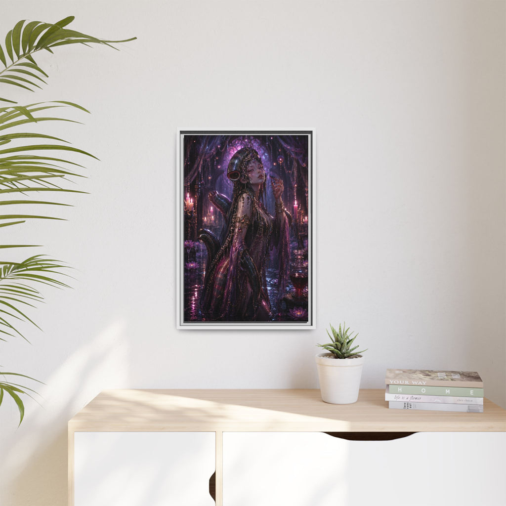 Gothic Fantasy Goddess Matte Canvas Print — Framed Dark Purple Wall Art