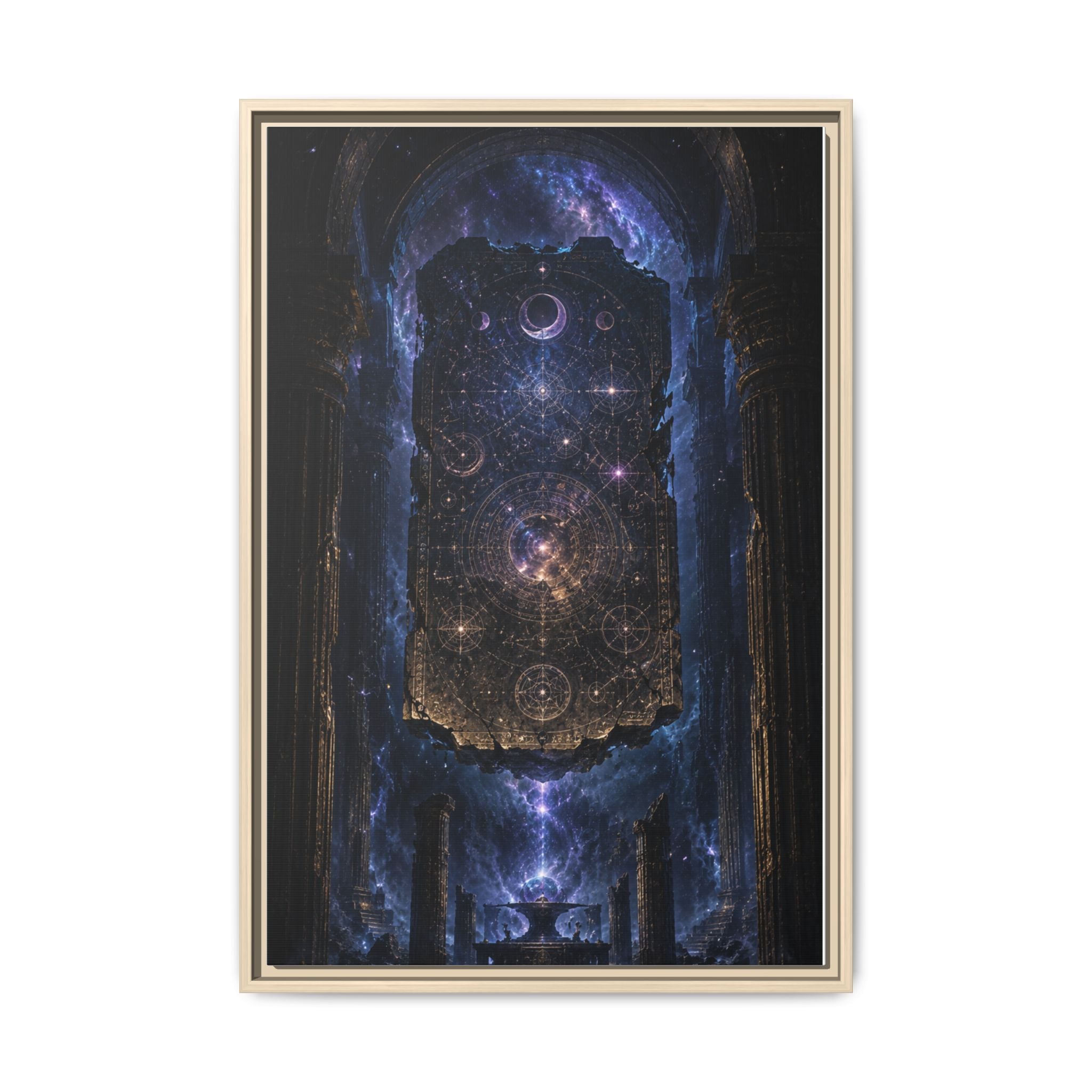 Framed Matte Canvas Wall Art — Cosmic Cathedral Galaxy Print