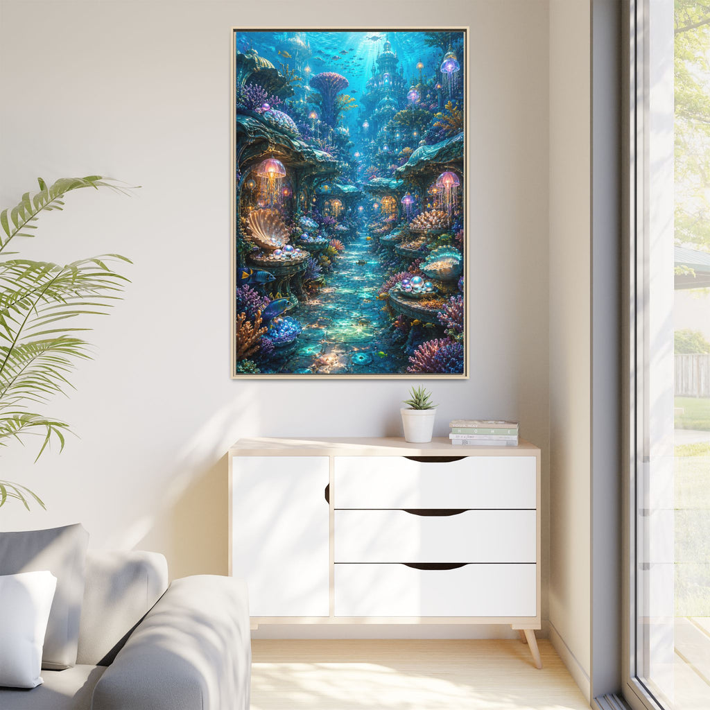 Framed Matte Canvas - Enchanted Underwater Coral Reef Print
