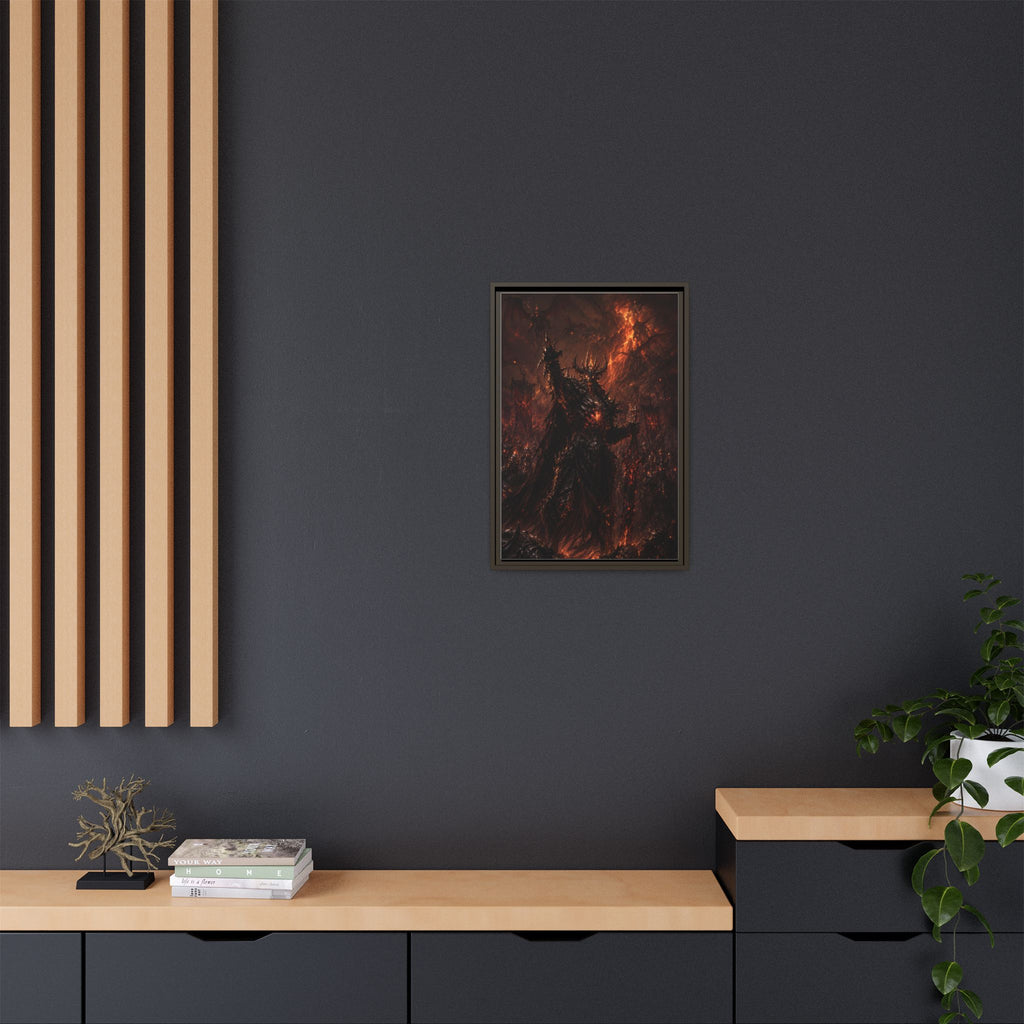 Framed Matte Canvas: Infernal Dark Lord Fantasy Wall Art