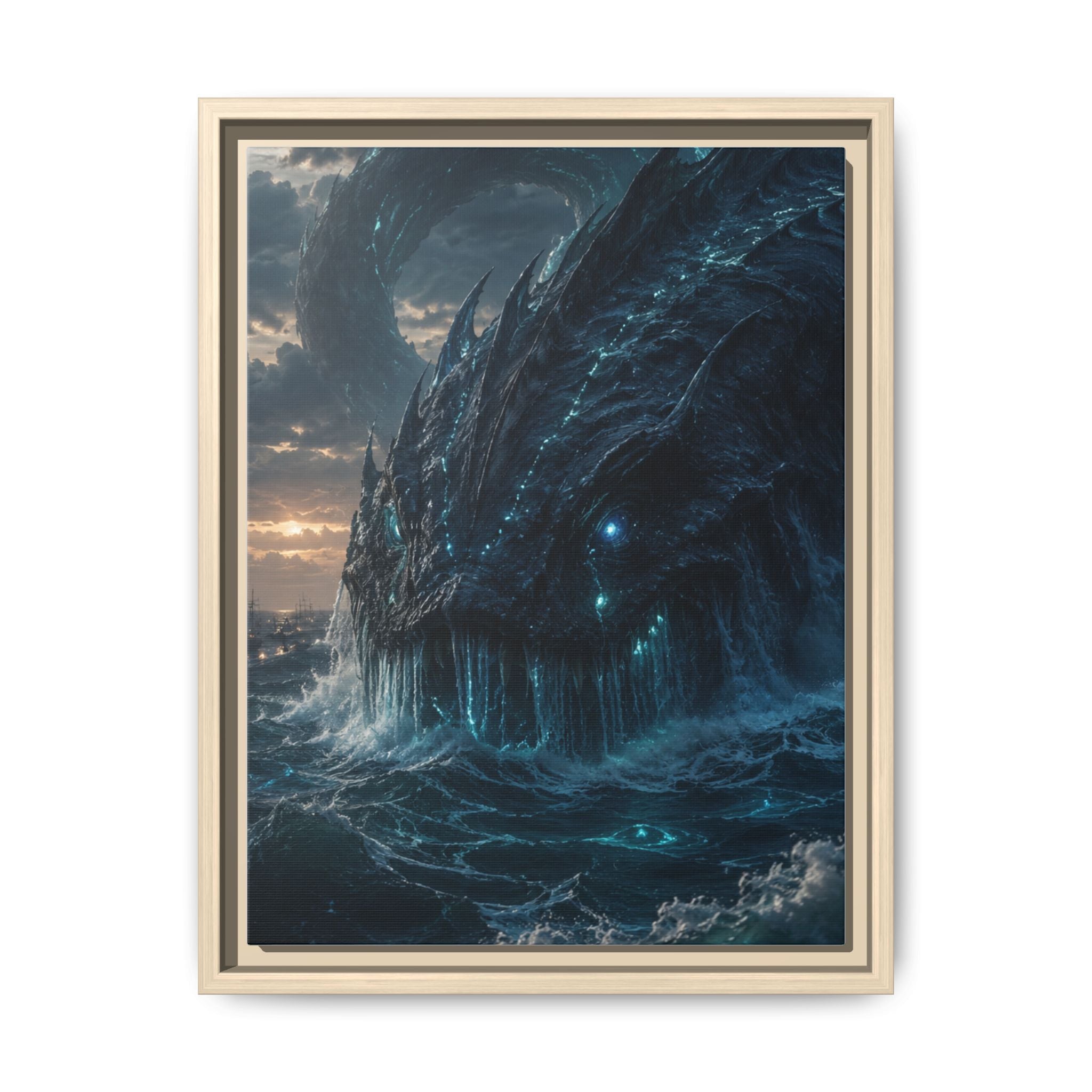 Framed Matte Canvas - Mythic Sea Leviathan Wall Art