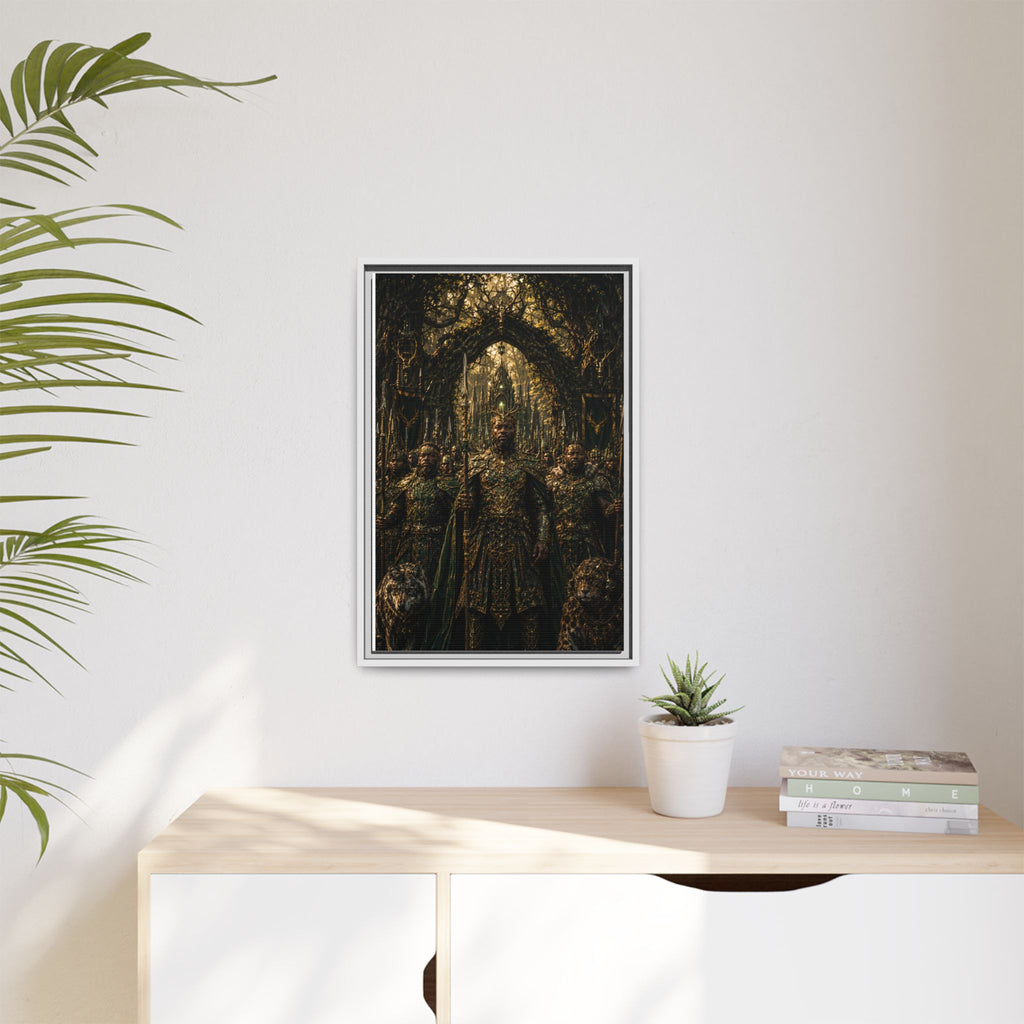 Framed Matte Canvas — Regal Fantasy King in Ornate Armor
