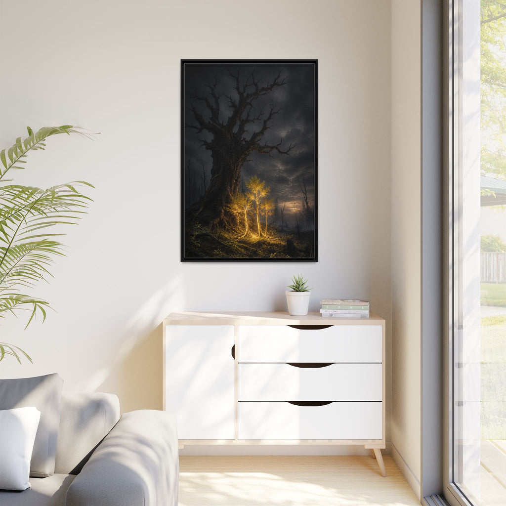 Framed Matte Canvas — Glowing Enchanted Tree Wall Art