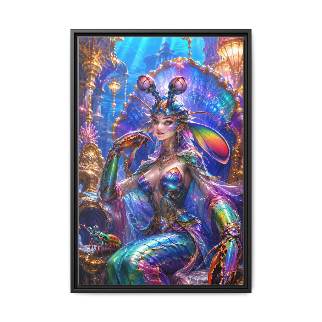 Mermaid Queen Framed Matte Canvas Art — Vibrant Fantasy Underwater Wall Decor