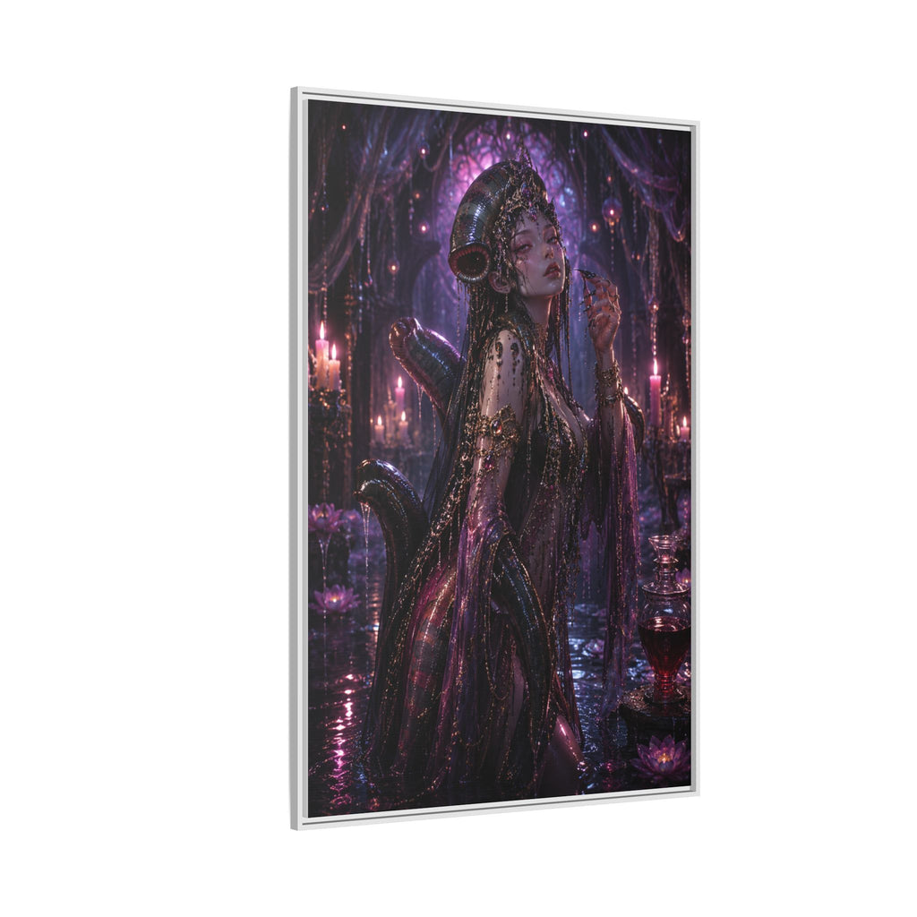 Gothic Fantasy Goddess Matte Canvas Print — Framed Dark Purple Wall Art