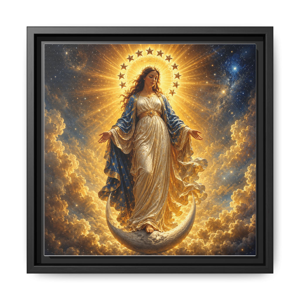 Madonna and Childlike Grace Framed Matte Canvas – Radiant Virgin Mary Wall Art