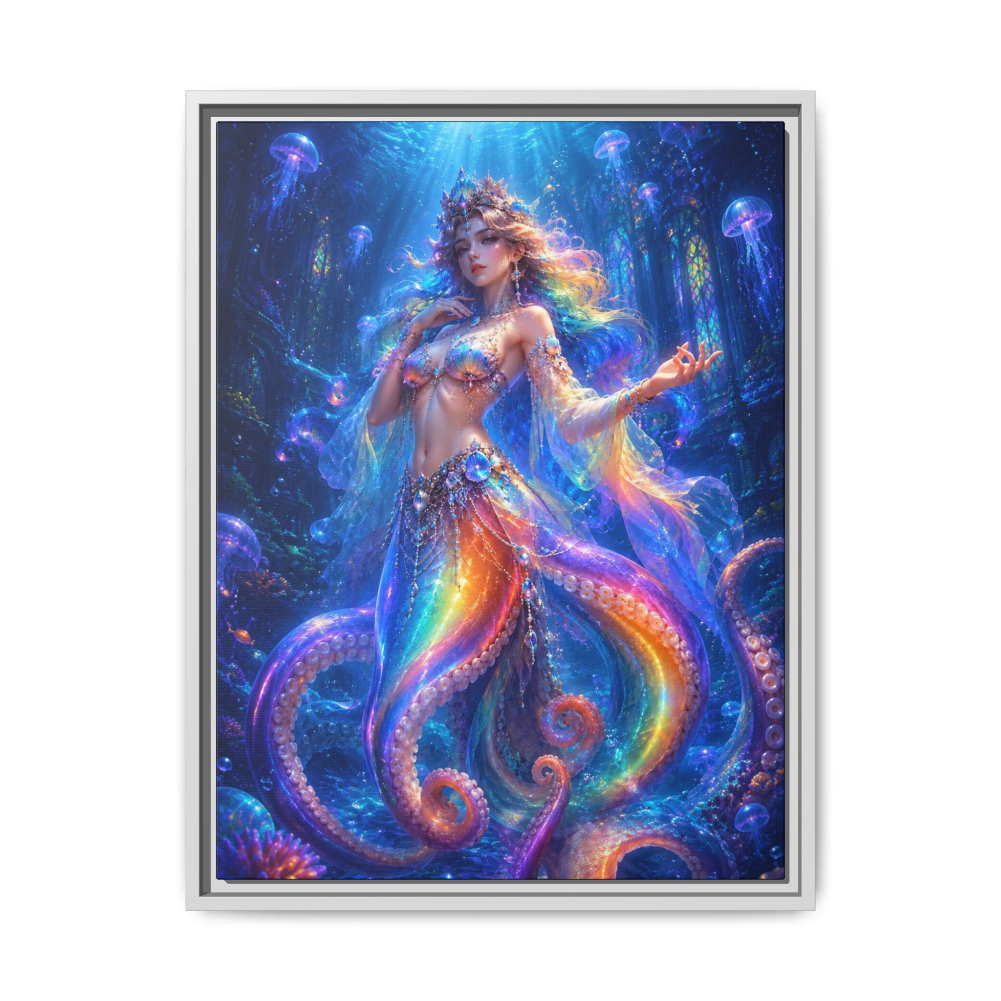Fine Art Paper Print - Rainbow Octopus Goddess Wall Art