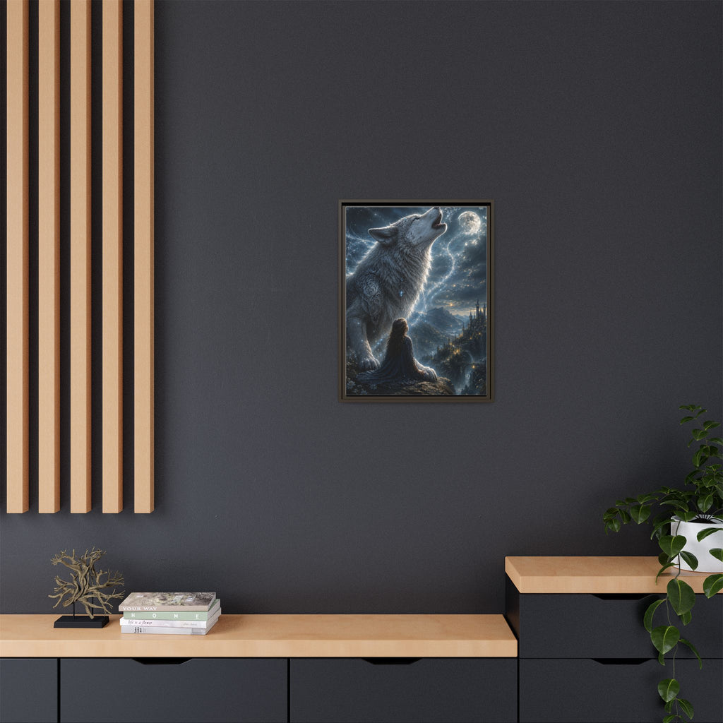 Howling Wolf Moon Matte Canvas Print — Framed Fantasy Wall Art