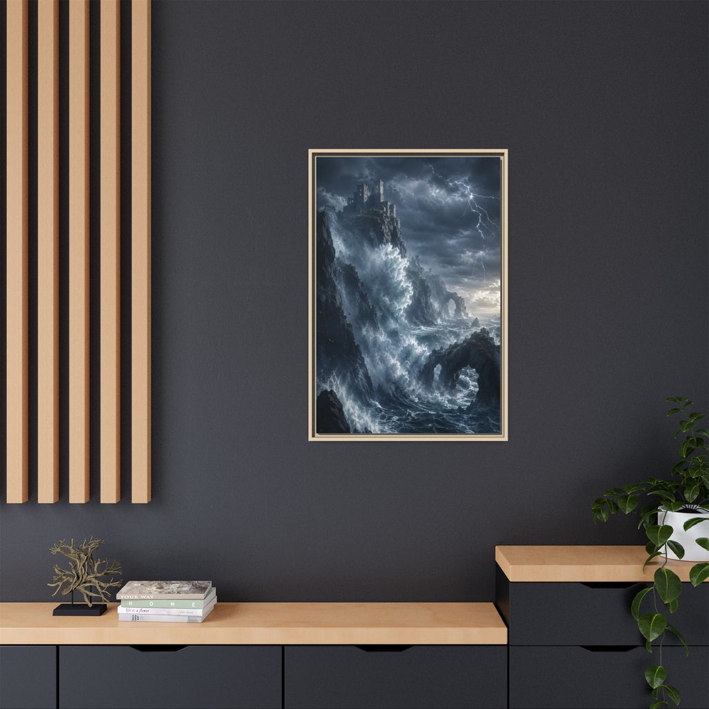Framed Matte Canvas - Stormy Ocean Fantasy Wall Art
